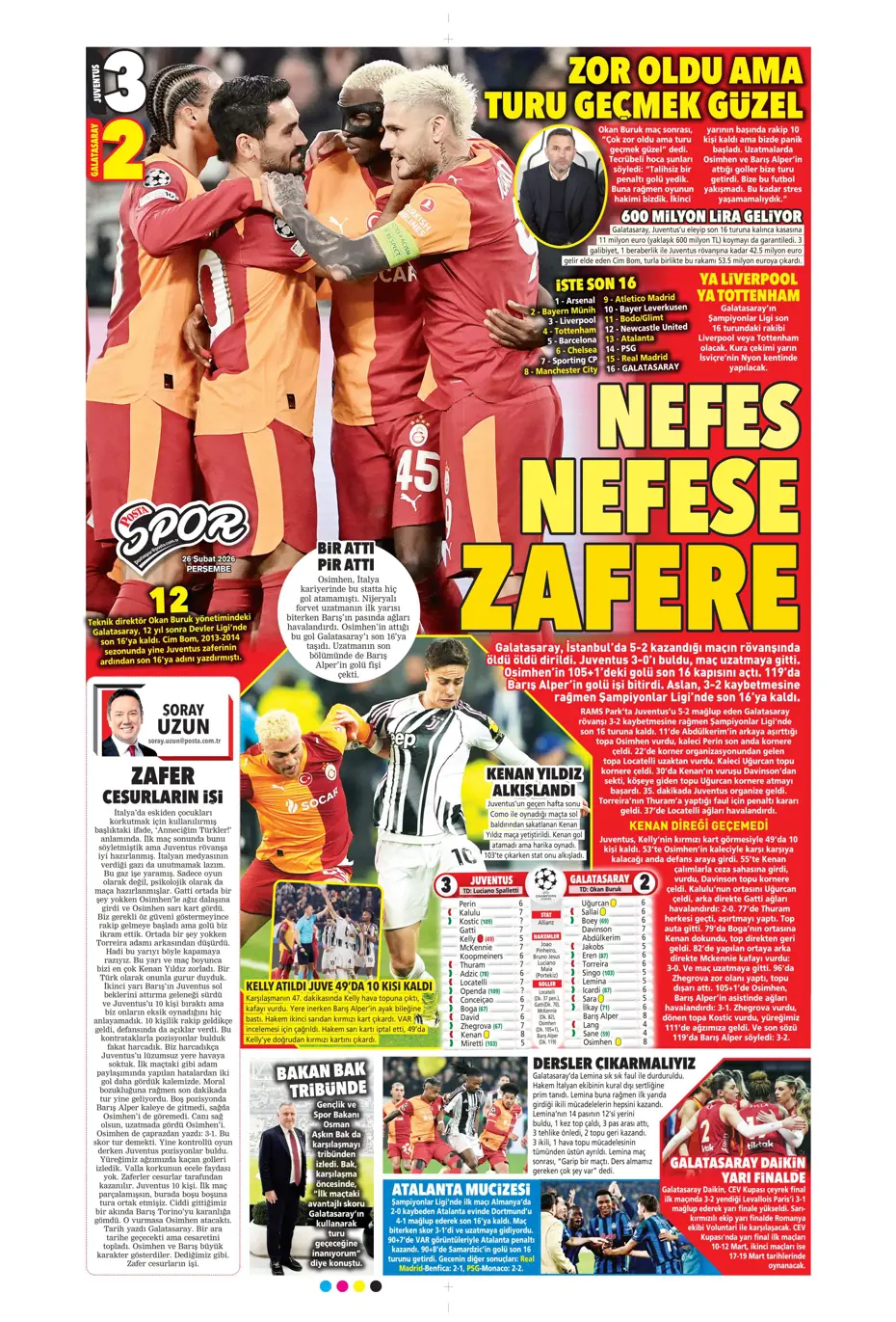 "Galatasaray kabustan zafer çıkardı" | Sporun manşetleri - 27