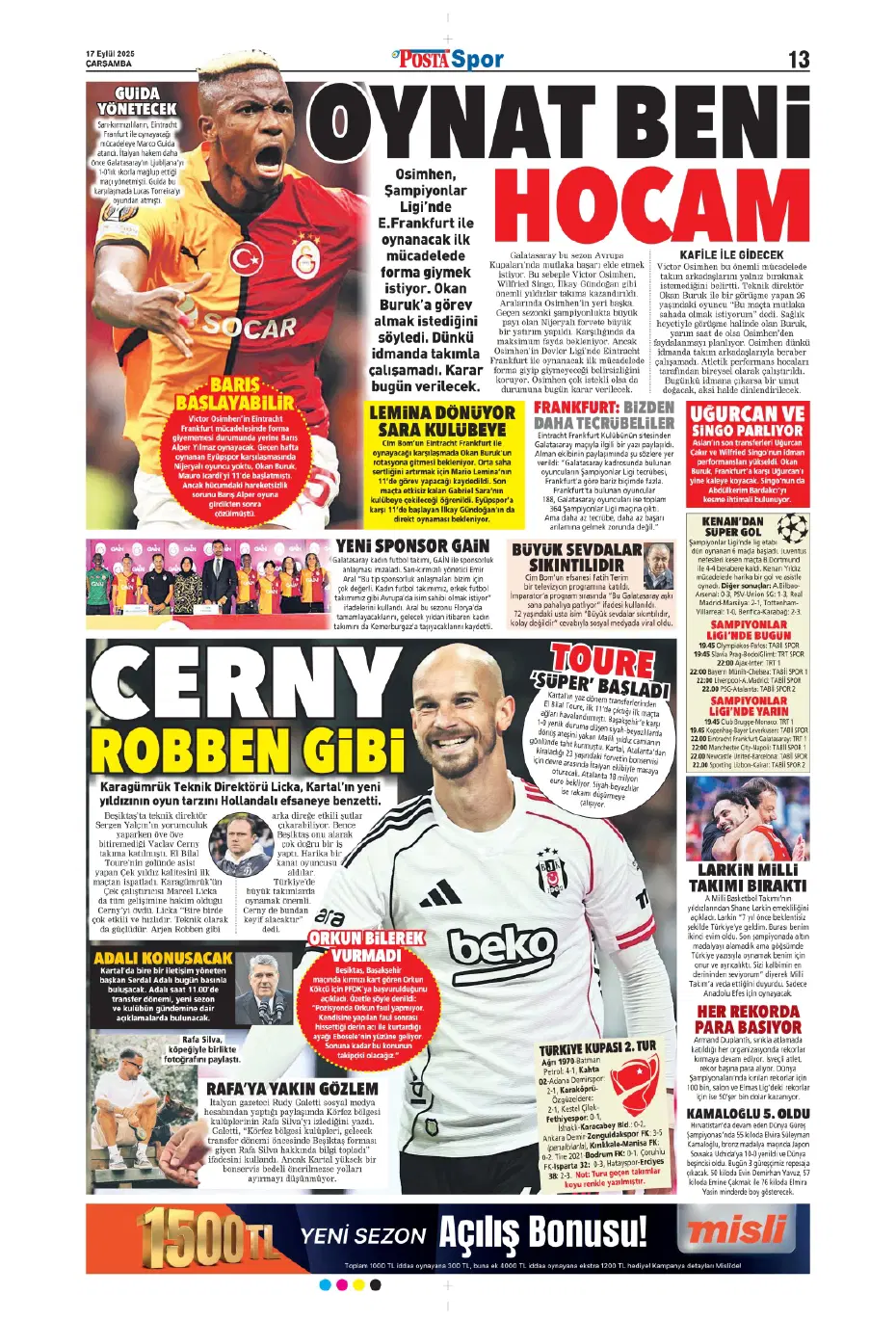 "Okan Buruk'un İlkay-Sane planı" | Sporun manşetleri - 7
