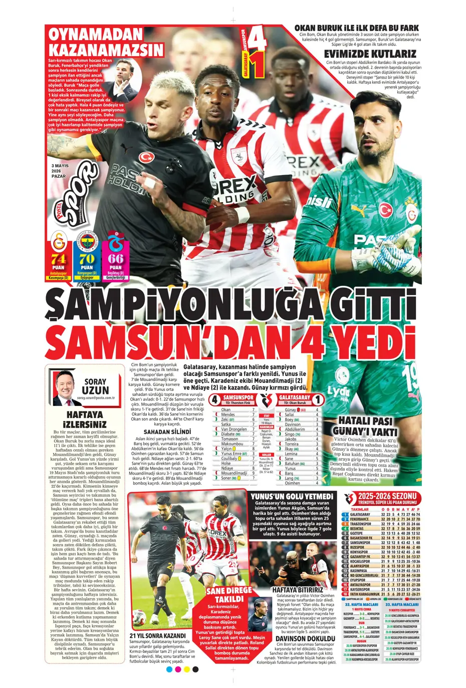Galatasaray dördüncüyü ararken dört yedi | Sporun manşetleri - 45 Galatasaray dördüncüyü ararken dört yedi | Sporun manşetleri - 45
