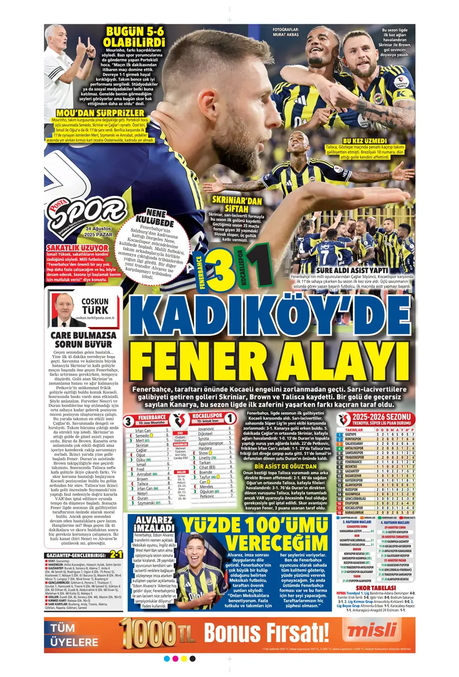"Galatasaray'a üçlü piyango" | Sporun manşetleri - 17