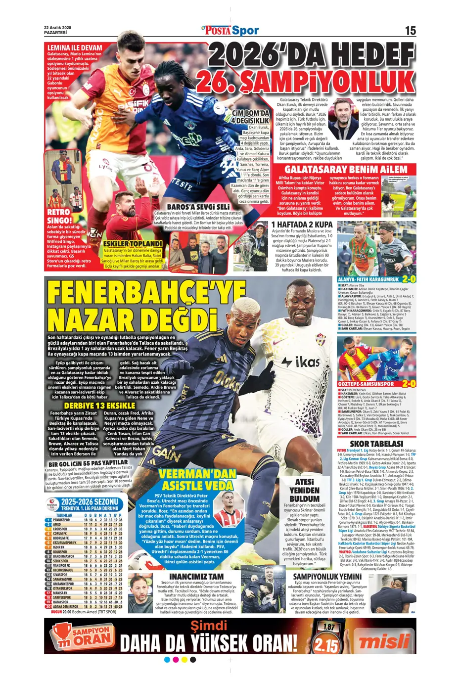 "Fenerbahçe'de 2 isim takımdan ayrılıyor: 35 milyon euro" | Sporun manşetleri - 22