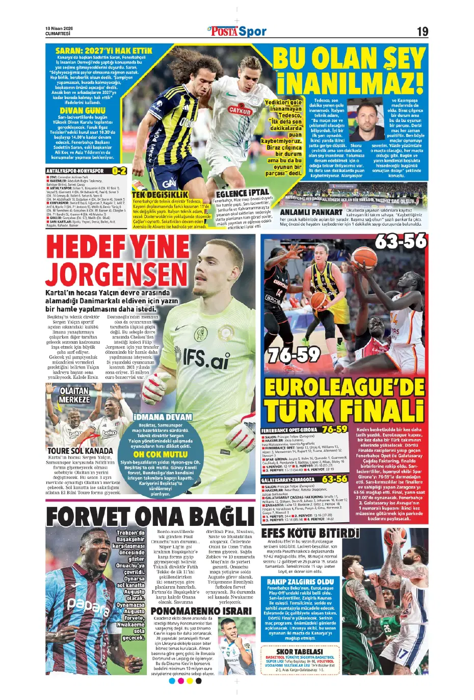 Ederson acı son | Sporun manşetleri - 20