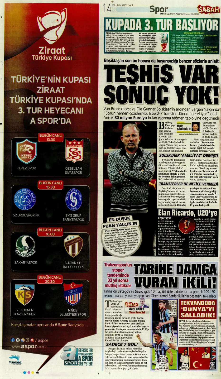 "Galatasaray'dan ocakta 2 bomba transfer" | Sporun manşetleri - 14 "Galatasaray'dan ocakta 2 bomba transfer" | Sporun manşetleri - 14