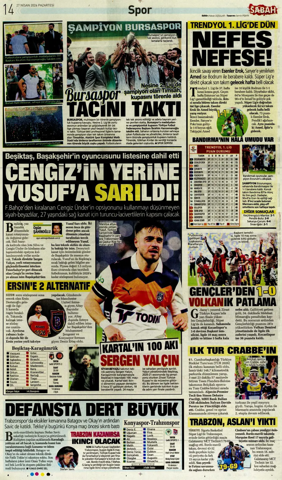 "Aslan Fener'i 7 bitirdi" | Sporun manşetleri - 19 "Aslan Fener'i 7 bitirdi" | Sporun manşetleri - 19