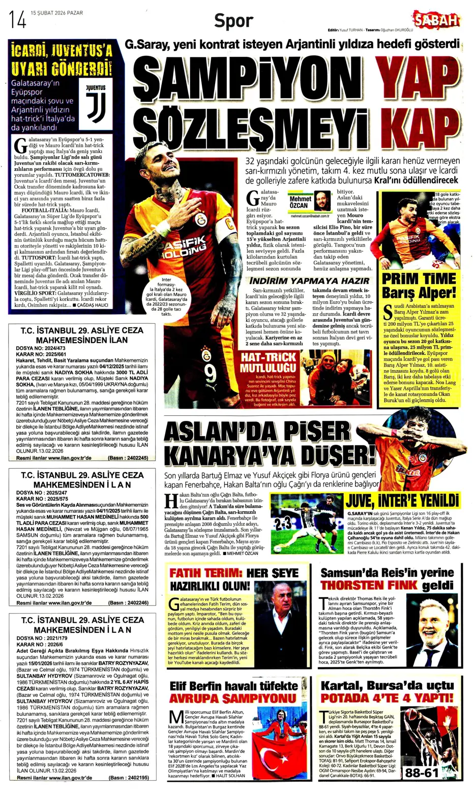 "Eyvah! Galatasaray'da Yunus Akgün endişesi" | Sporun manşetleri - 23 "Eyvah! Galatasaray'da Yunus Akgün endişesi" | Sporun manşetleri - 23