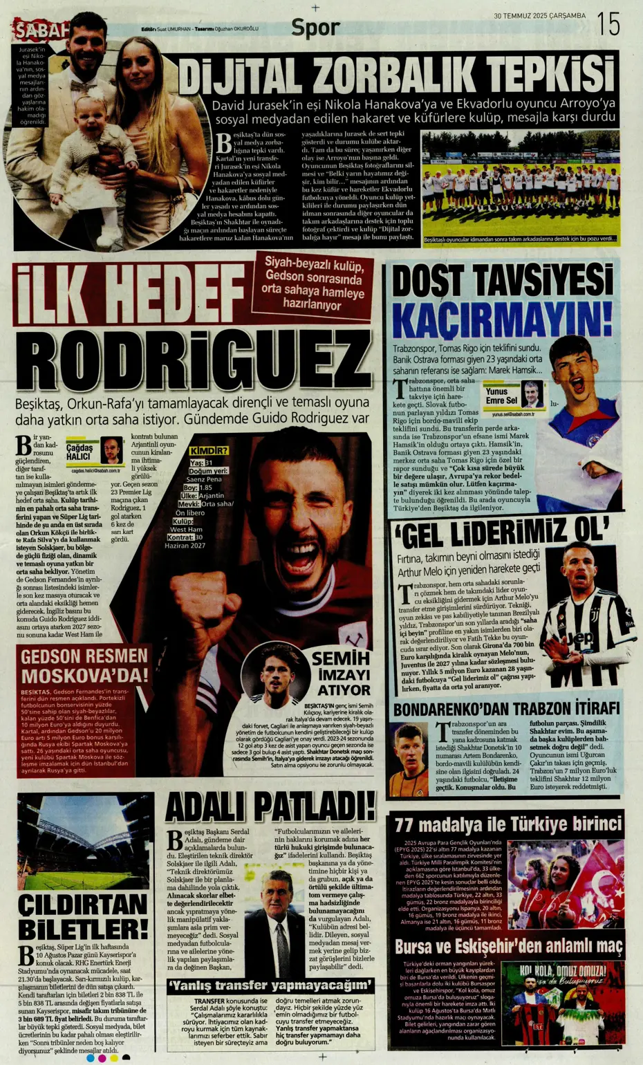 "Beşiktaş'ta Sergen Yalçın ve Mancini bombası" | Sporun manşetleri - 11