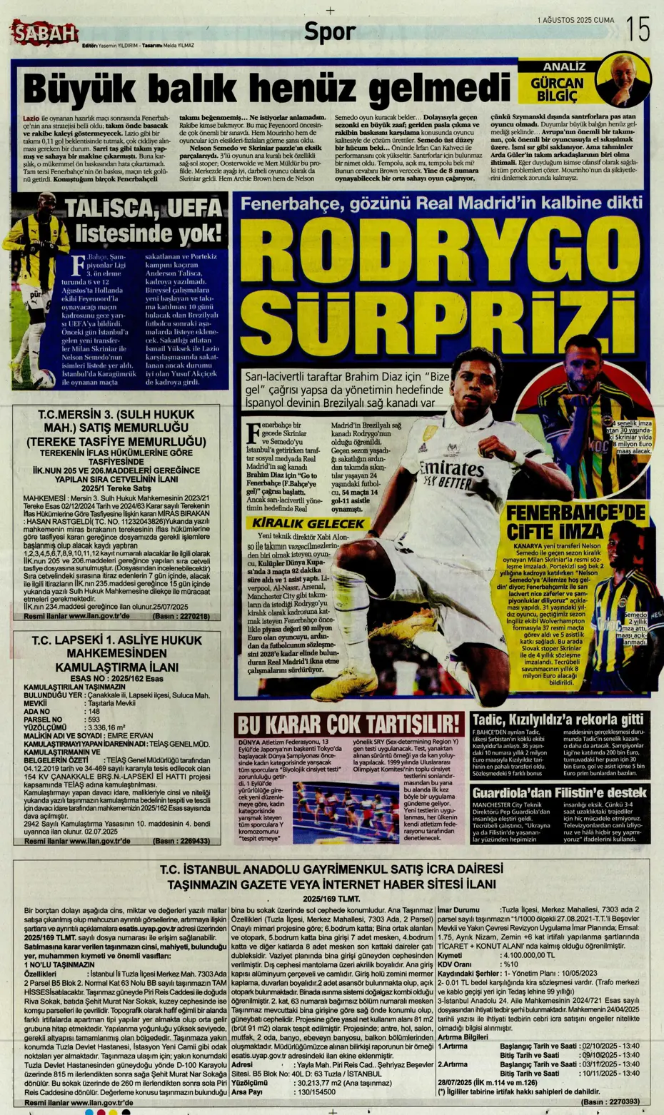 "Ederson için geri sayım" | Sporun manşetleri - 10