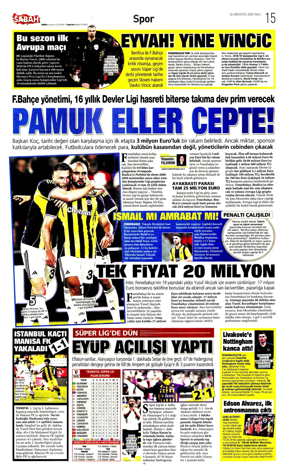 "Fenerbahçe, Zinchenko'yu bitiriyor" | Sporun manşetleri - 12