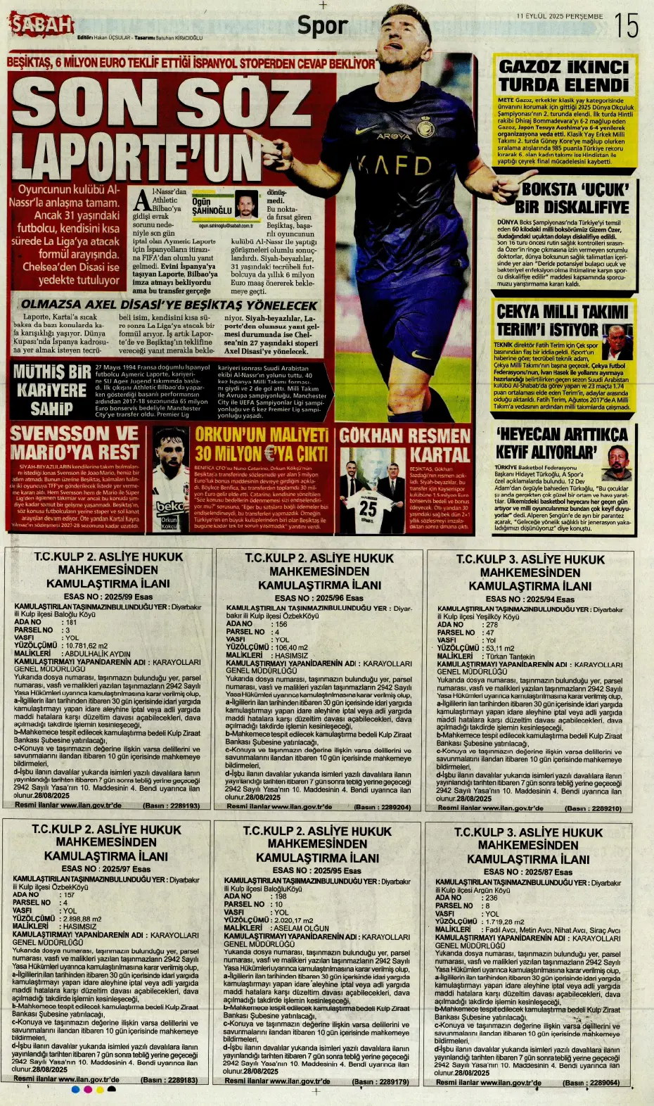 "Laporte ile mutlu son" | Sporun manşetleri - 9