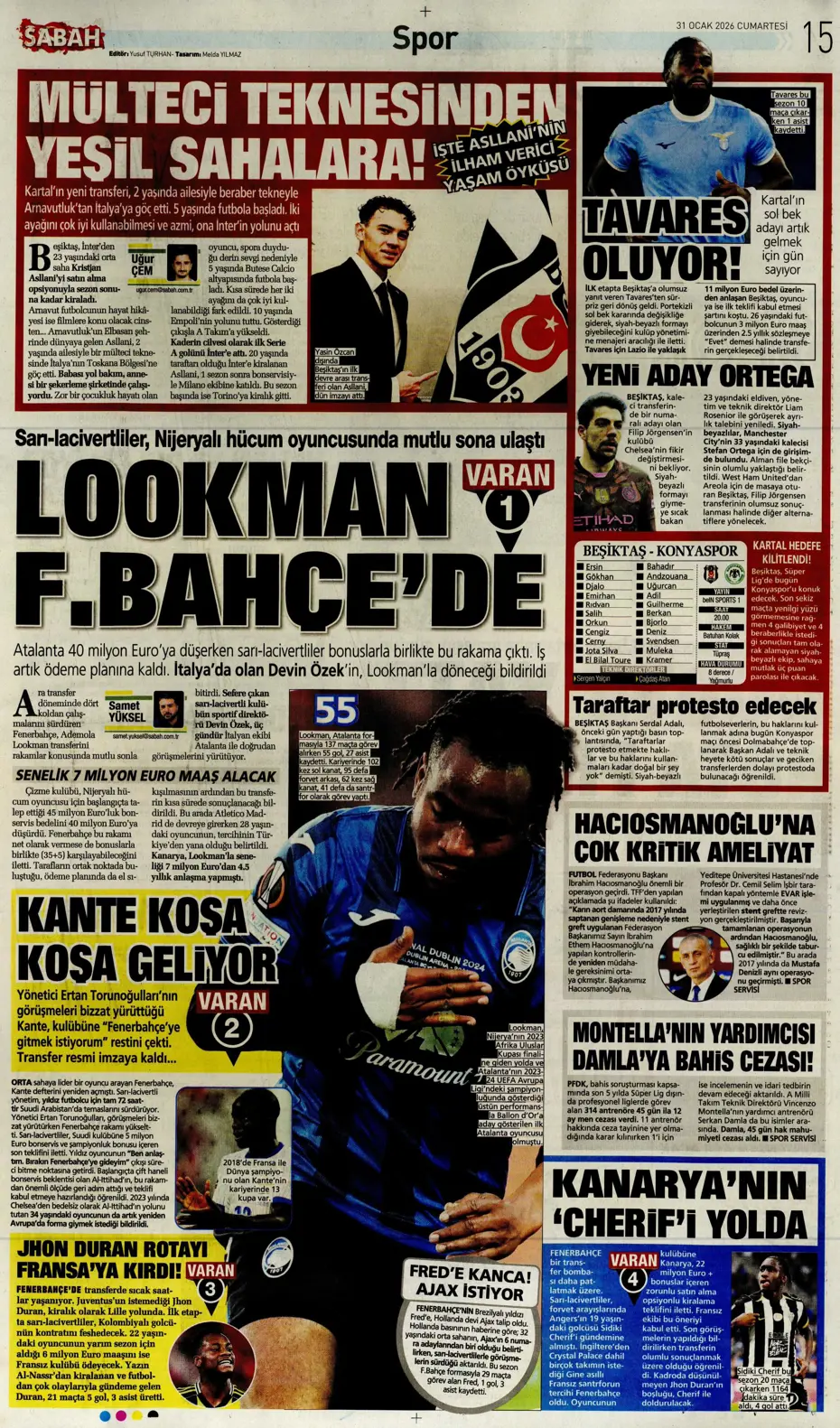 "Lookman, Fenerbahçe'de" | Sporun manşetleri - 25