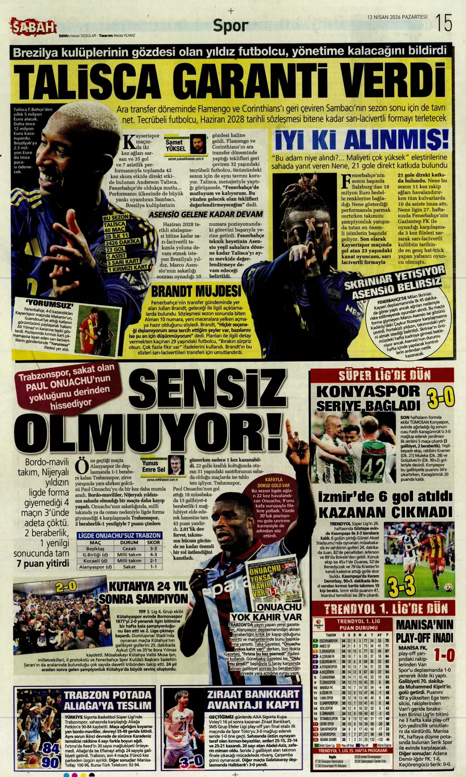 "Aslan krize girdi" | Sporun manşetleri - 5