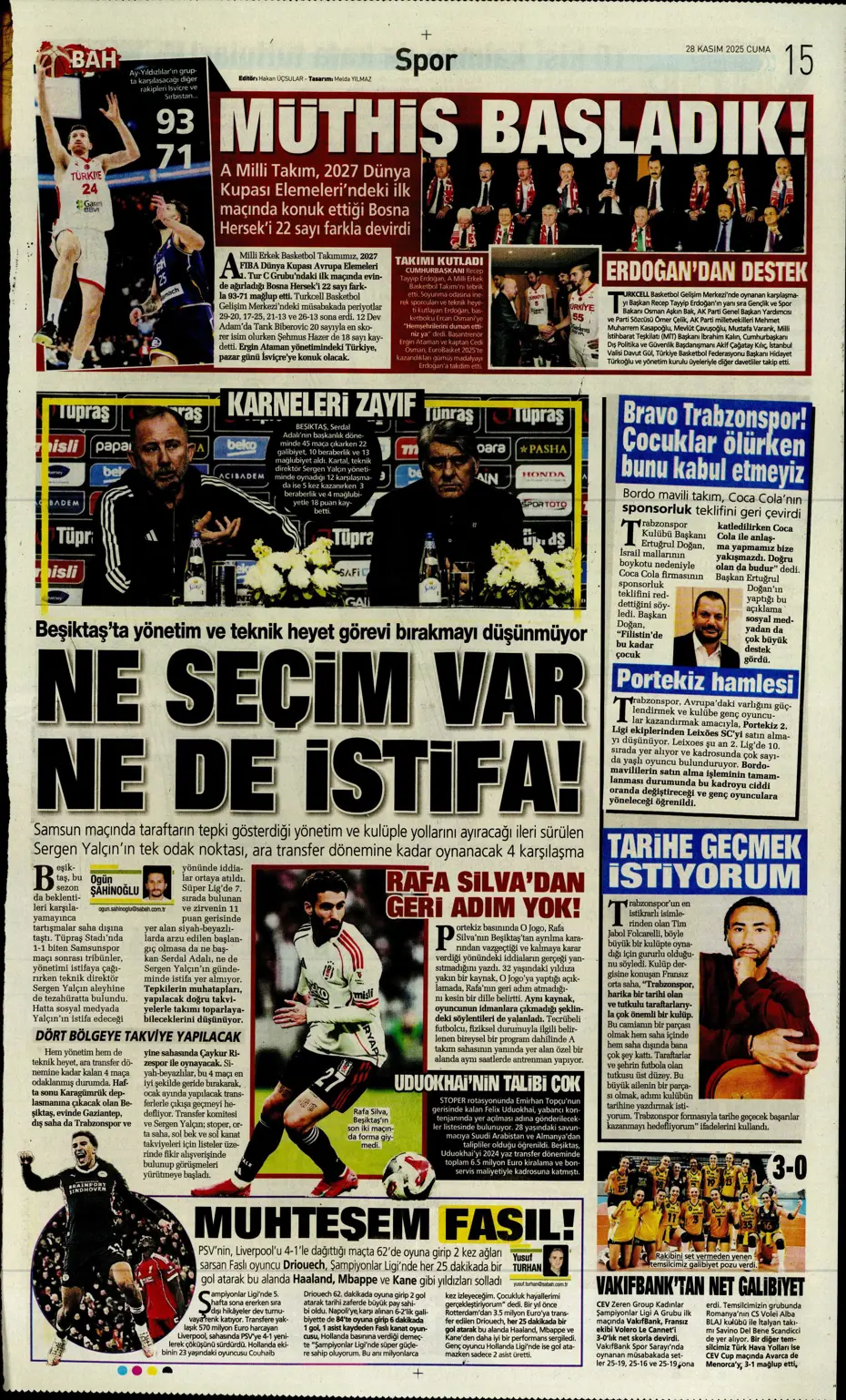 "Avrupa'nın lideri Samsunspor" | Sporun manşetleri - 11