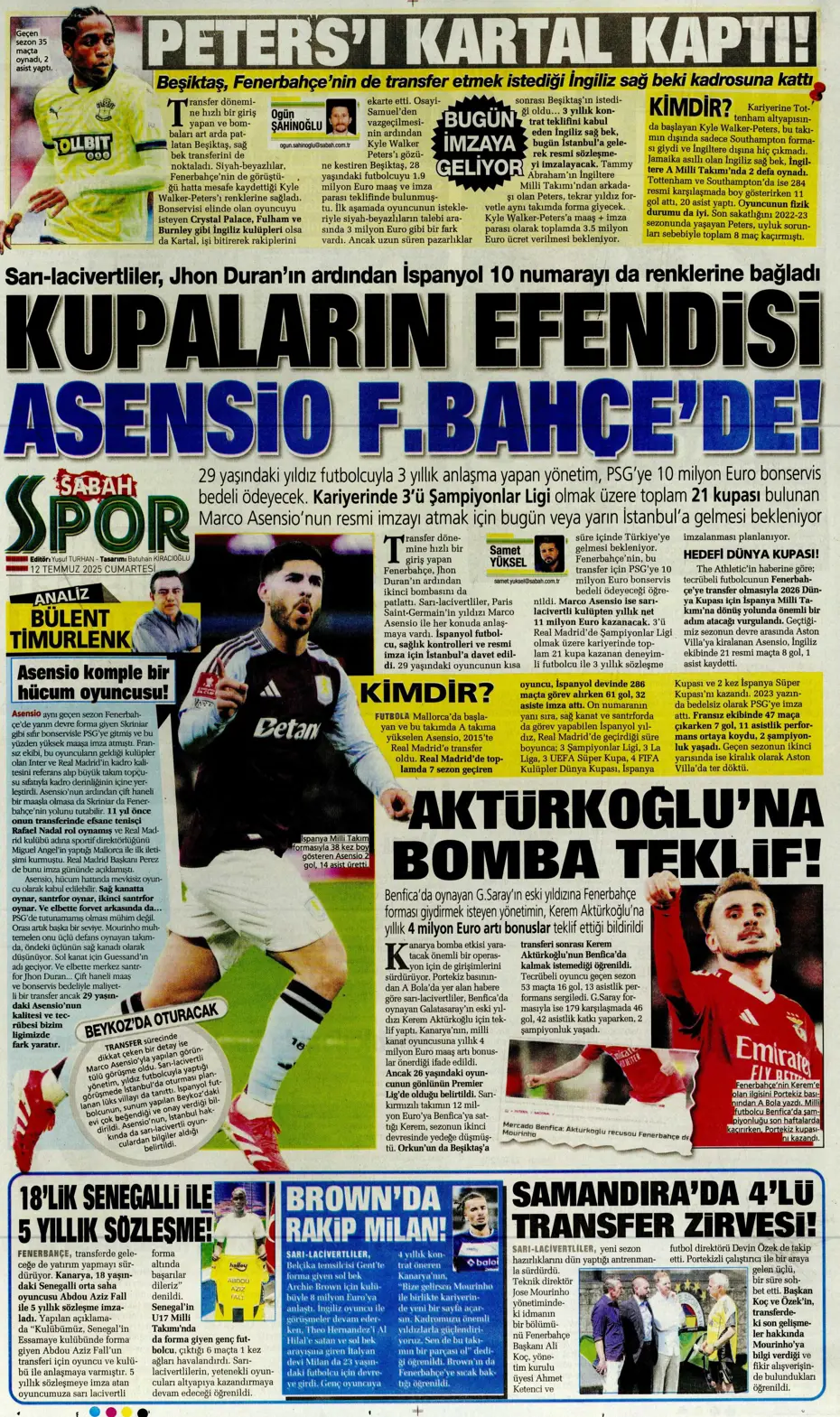 "Asensio ve Skriniar birlikte geliyor" | Sporun manşetleri - 9