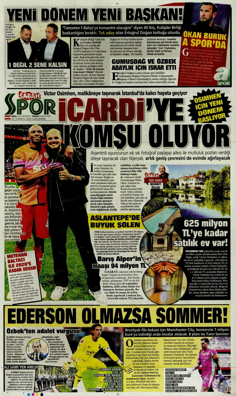 "Beşiktaş'ta Sergen Yalçın ve Mancini bombası" | Sporun manşetleri - 10
