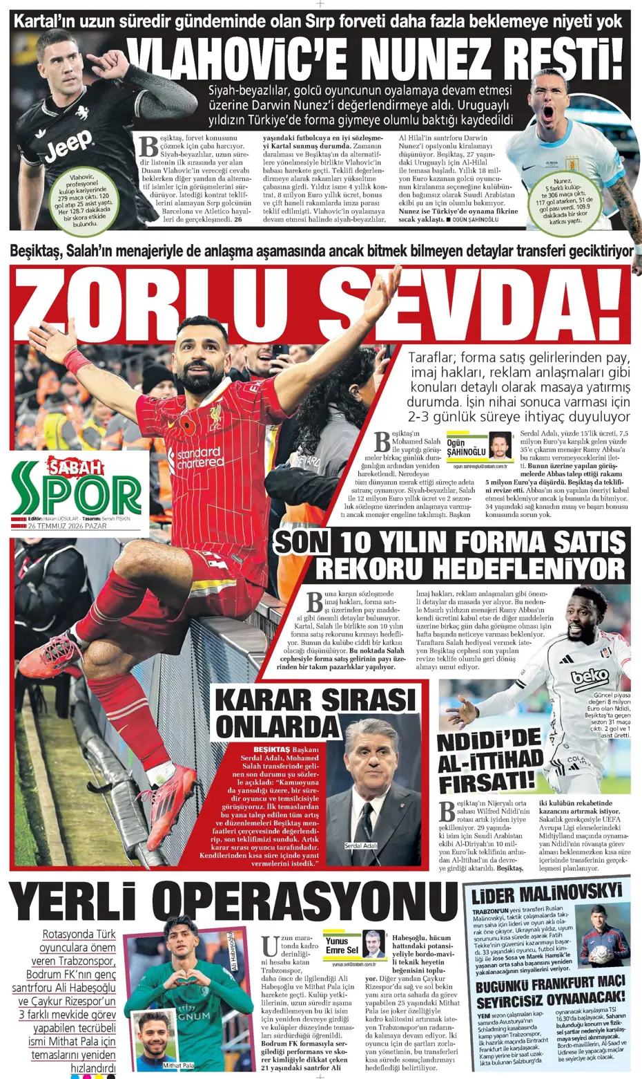 "Darwin Nunez geliyor" | Sporun manşetleri - 24