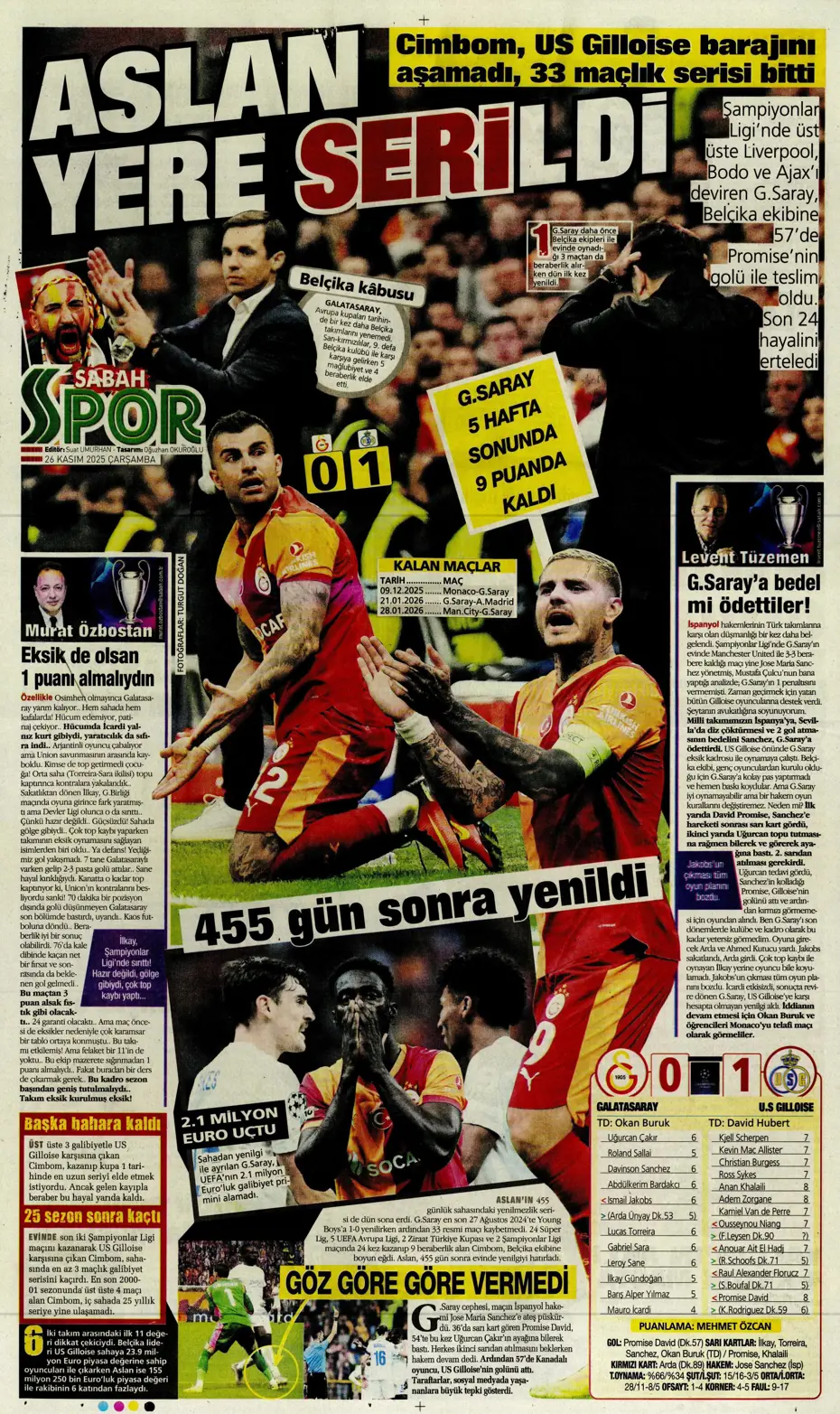 "Galatasaray Şampiyonlar Ligi'nde sakata geldi" | Sporun manşetleri - 12