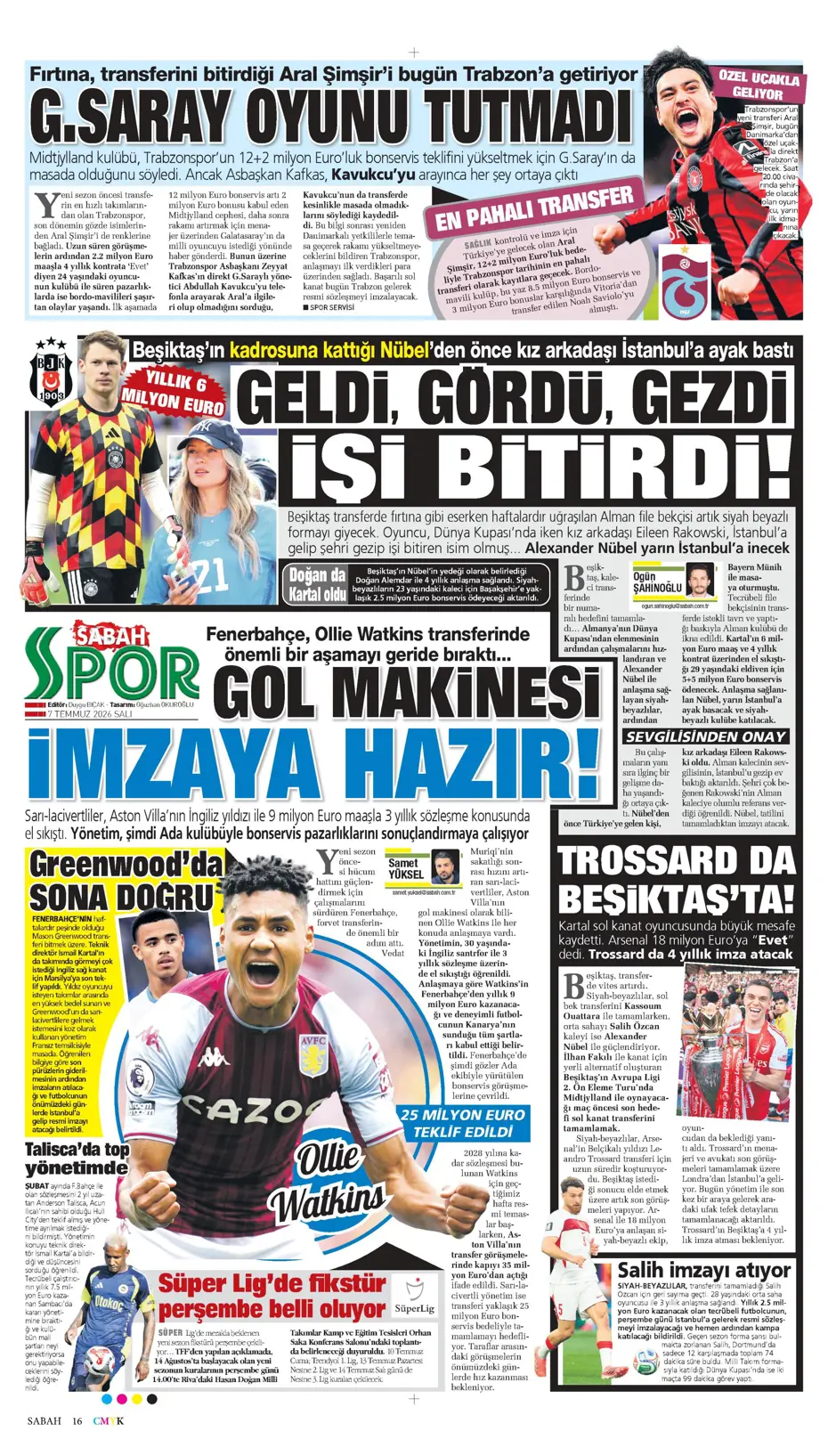 "Ve Greenwood, Fenerbahçe'de" | Sporun manşetleri - 16