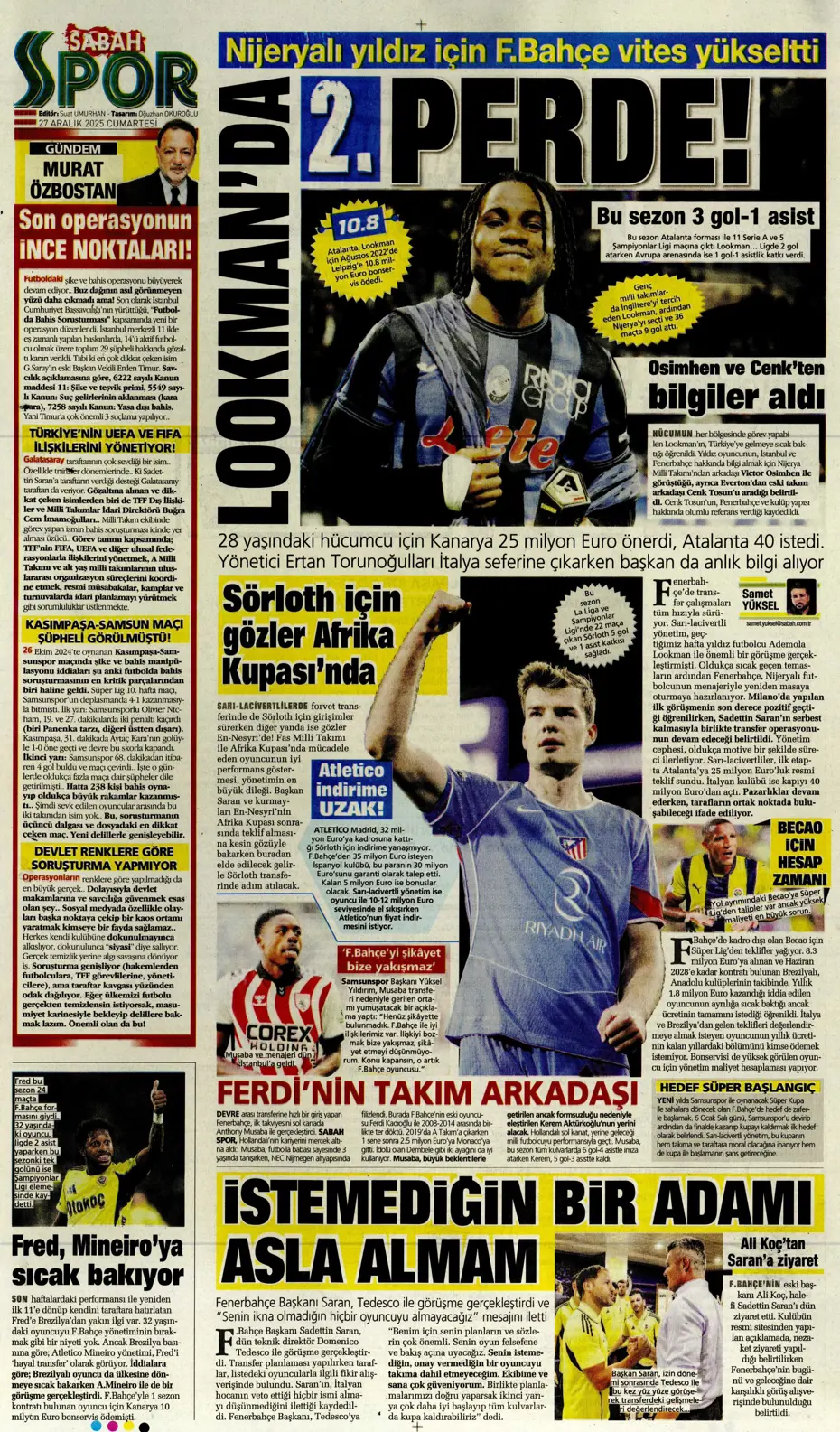 "Fenerbahçe'de 7 ayrılık birden" | Sporun manşetleri - 10 "Fenerbahçe'de 7 ayrılık birden" | Sporun manşetleri - 10