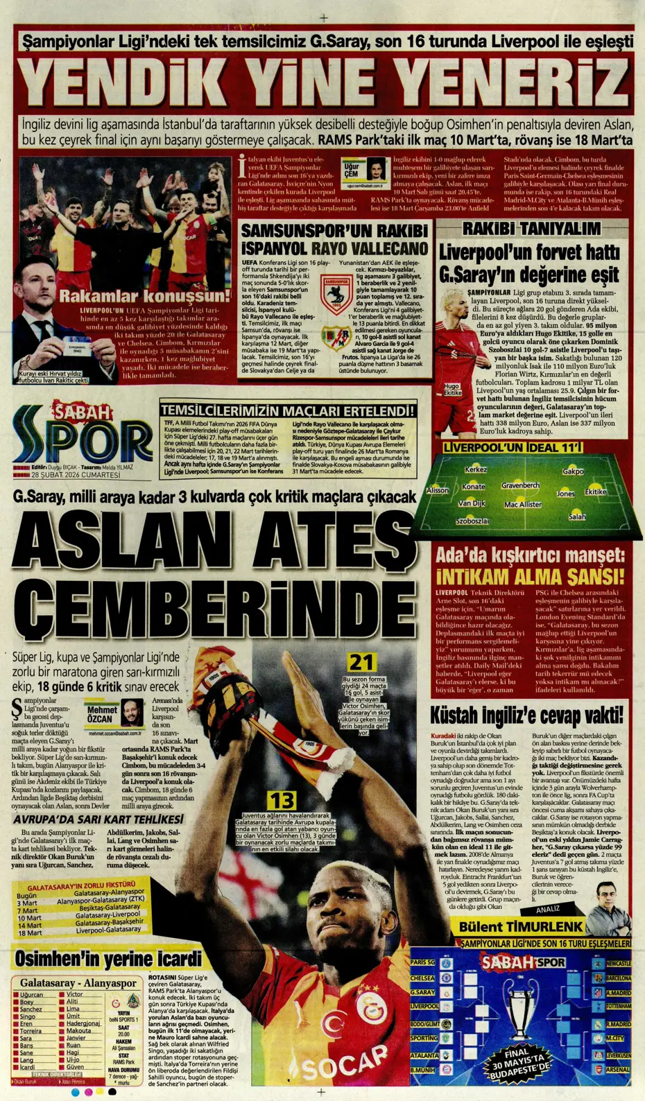 "İsmail Yüksek'e İngiliz takibi" | Sporun manşetleri - 15