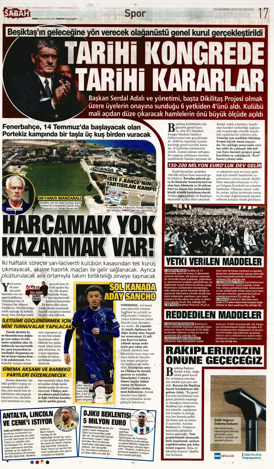 "Fenerbahçe'den Jadon Sancho bombası" | Sporun manşetleri - 9
