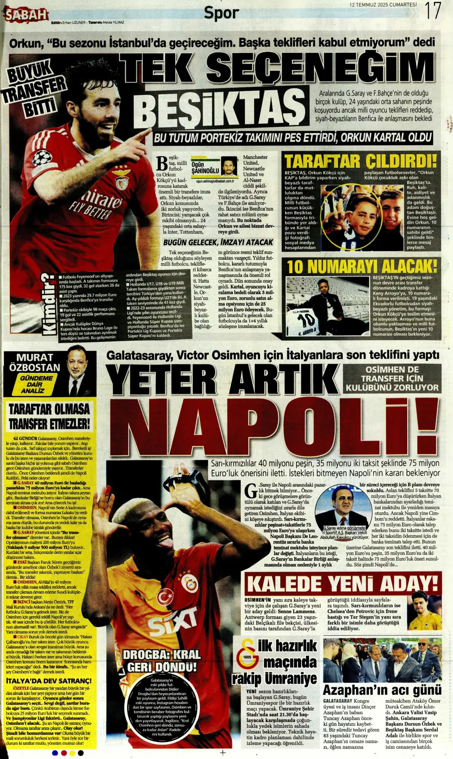 "Asensio ve Skriniar birlikte geliyor" | Sporun manşetleri - 8