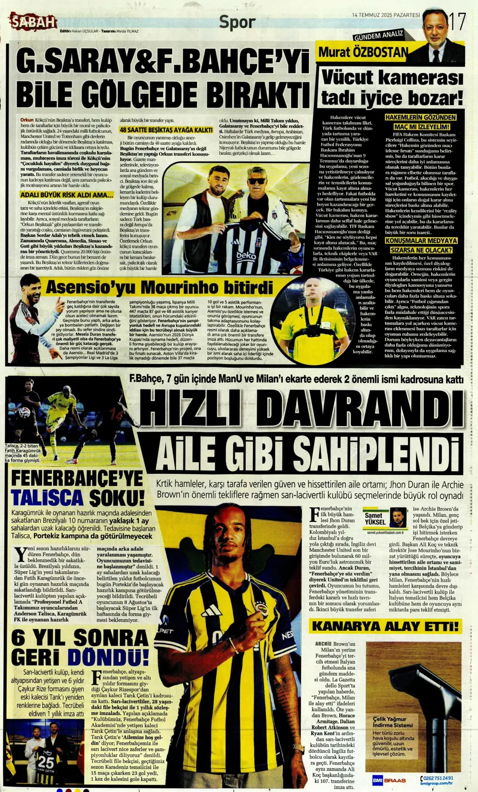 "Marco Asensio Fenerbahçe'de" | Sporun manşetleri - 9