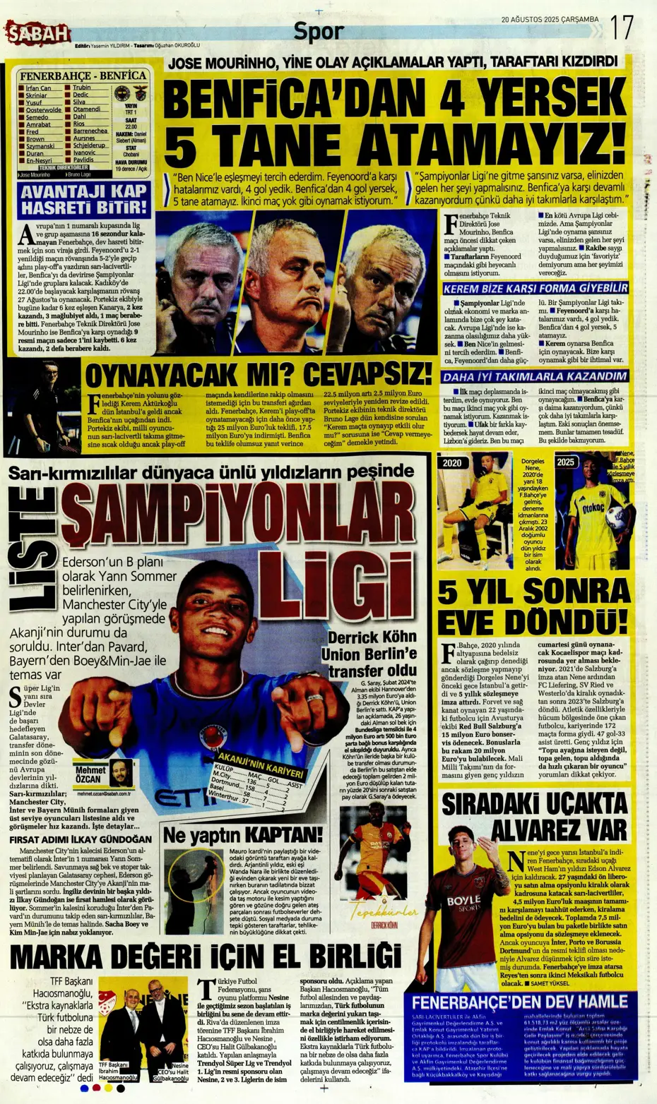 "Fenerbahçe'den Nene sonrası bir transfer daha" | Sporun manşetleri - 10