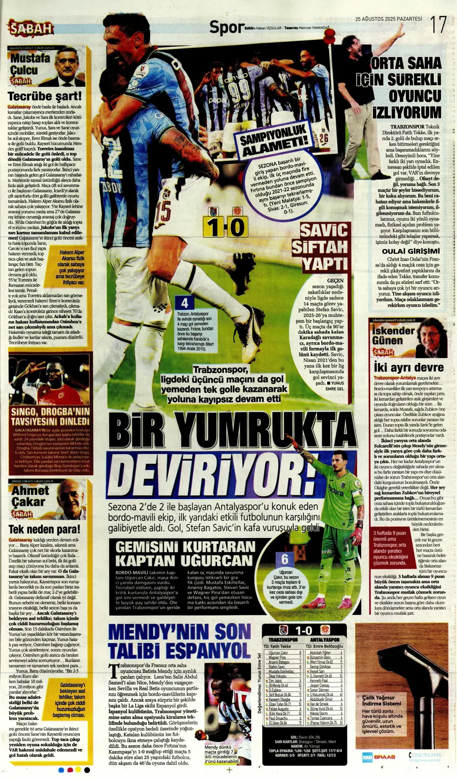"Fenerbahçe'de Youri Tielemans tamam" | Sporun manşetleri - 11