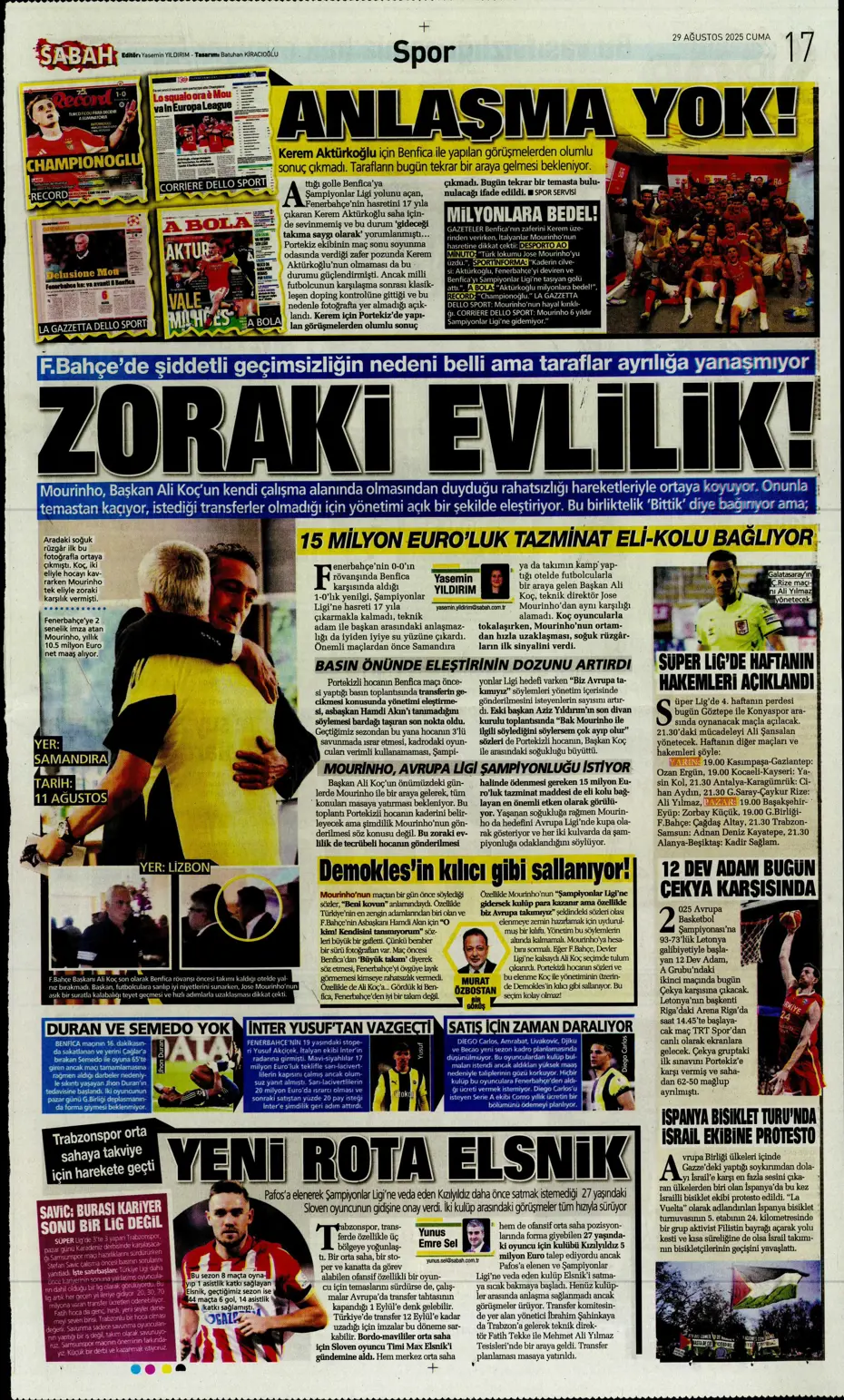 "Avrupa da gitti Solskjaer de" | Sporun manşetleri - 12
