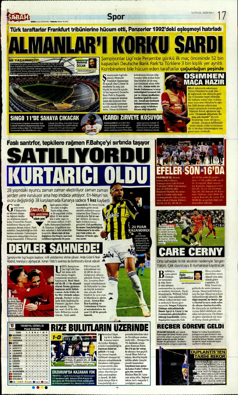 "Fenerbahçe'den David Alaba bombası" | Sporun manşetleri - 7