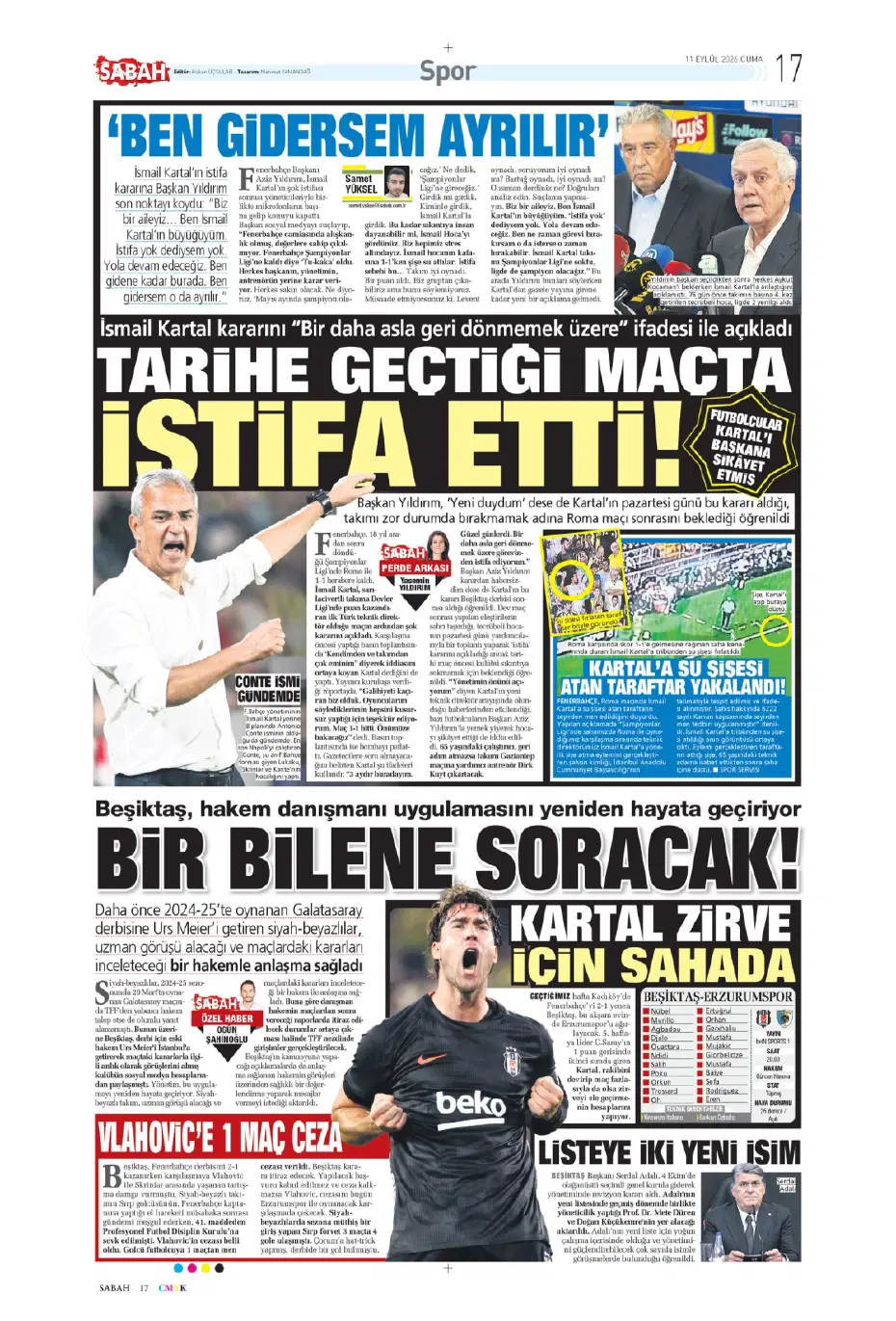 "İsmail Kartal gitti, geldi" | Sporun manşetleri - 27