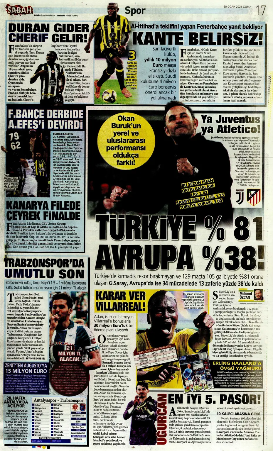 "Galatasaray'ın Gueye transferi tamam" | Sporun manşetleri - 12