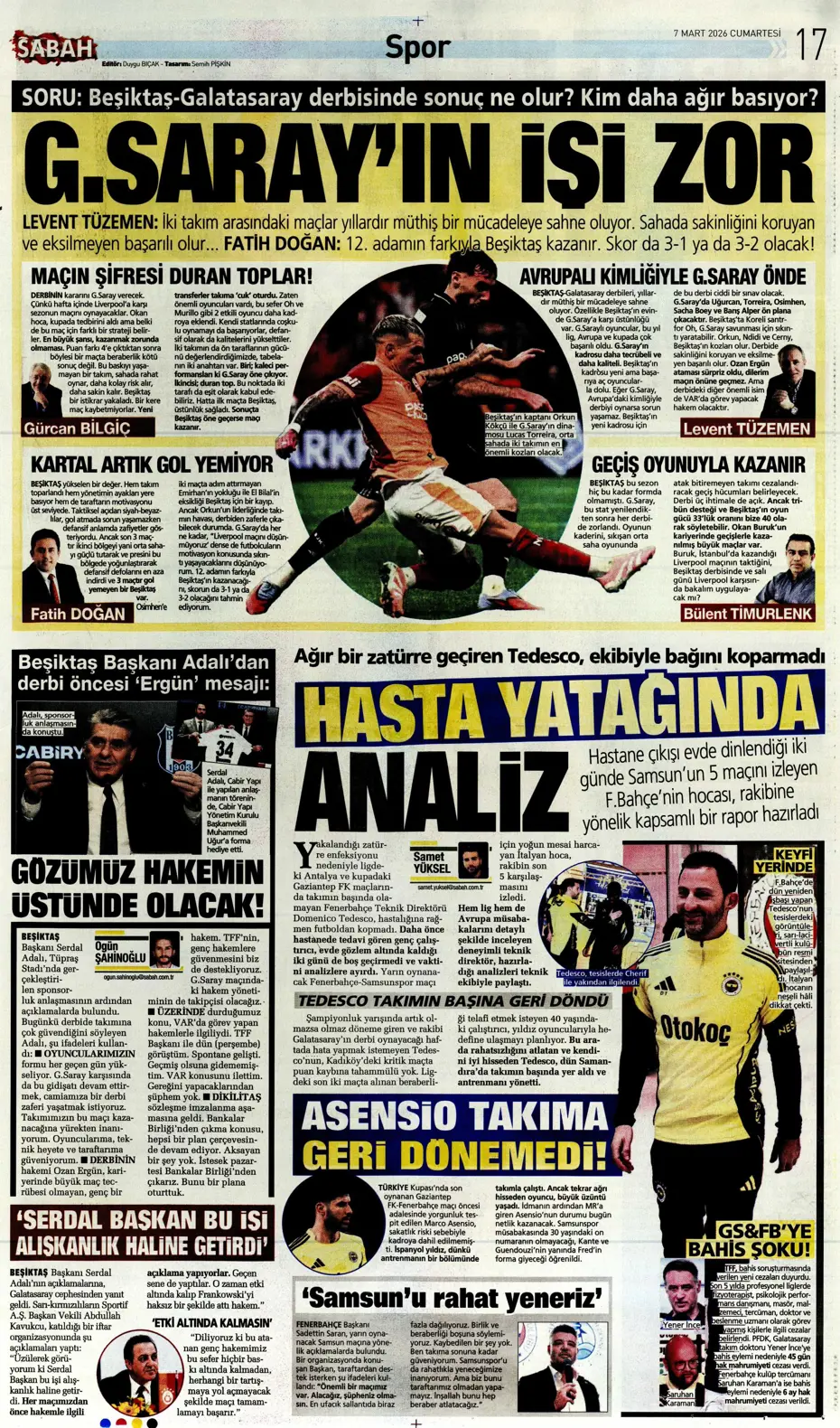 "Tedesco'ya Alman ve İtalyan markajı" | Sporun manşetleri - 12