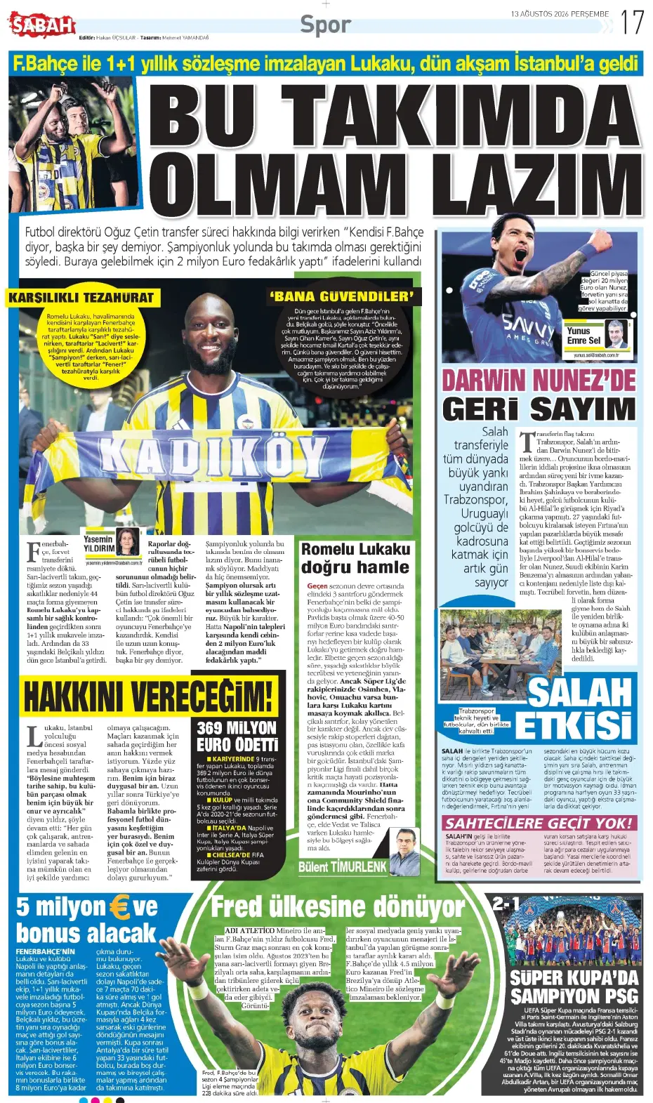 Yüksel Yıldırım, Fenerbahçe'den flaş bir transfer yapıyor | Sporun manşetleri - 21 Yüksel Yıldırım, Fenerbahçe'den flaş bir transfer yapıyor | Sporun manşetleri - 21