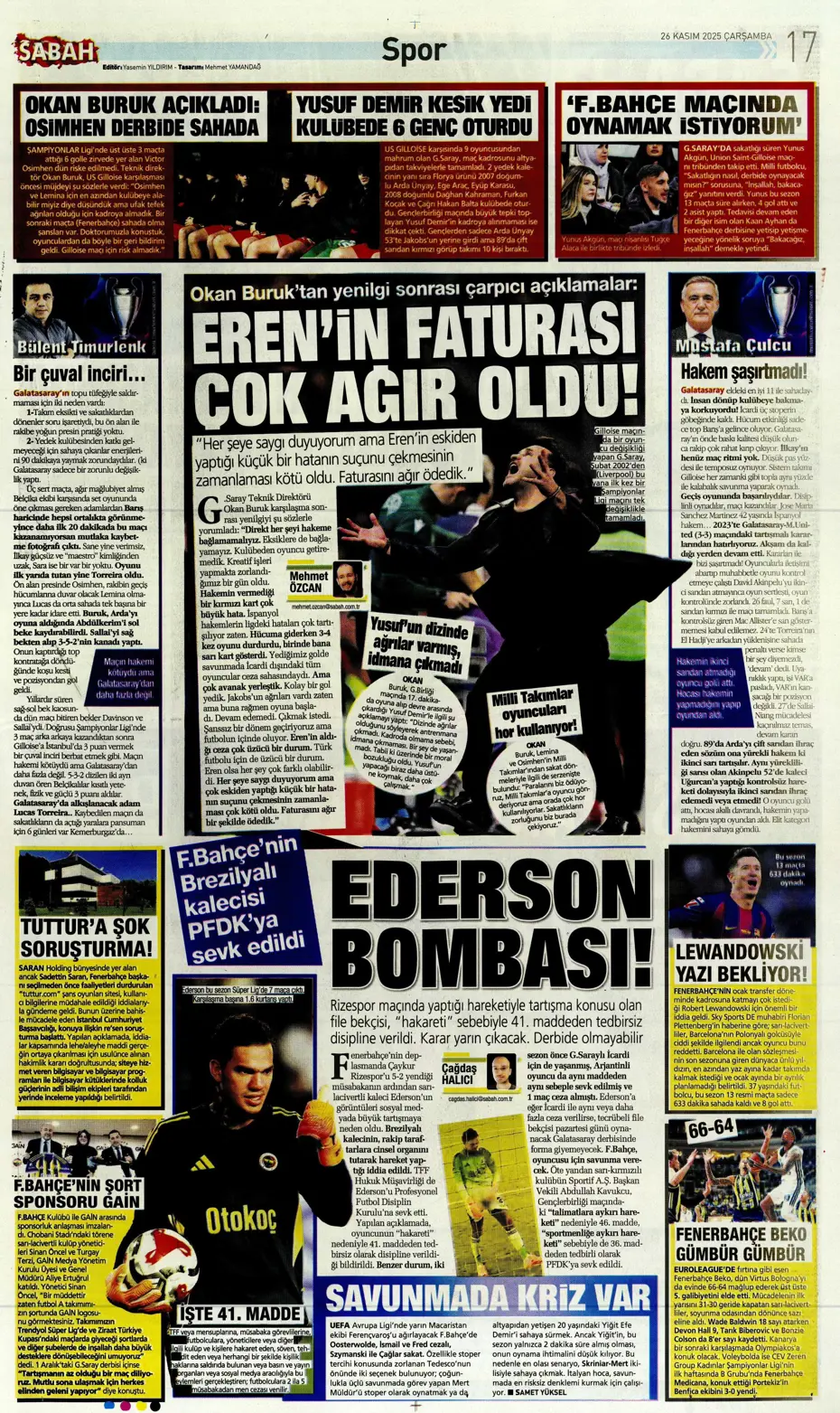 "Galatasaray Şampiyonlar Ligi'nde sakata geldi" | Sporun manşetleri - 11