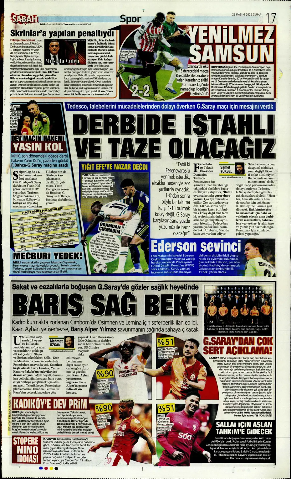 "Avrupa'nın lideri Samsunspor" | Sporun manşetleri - 9