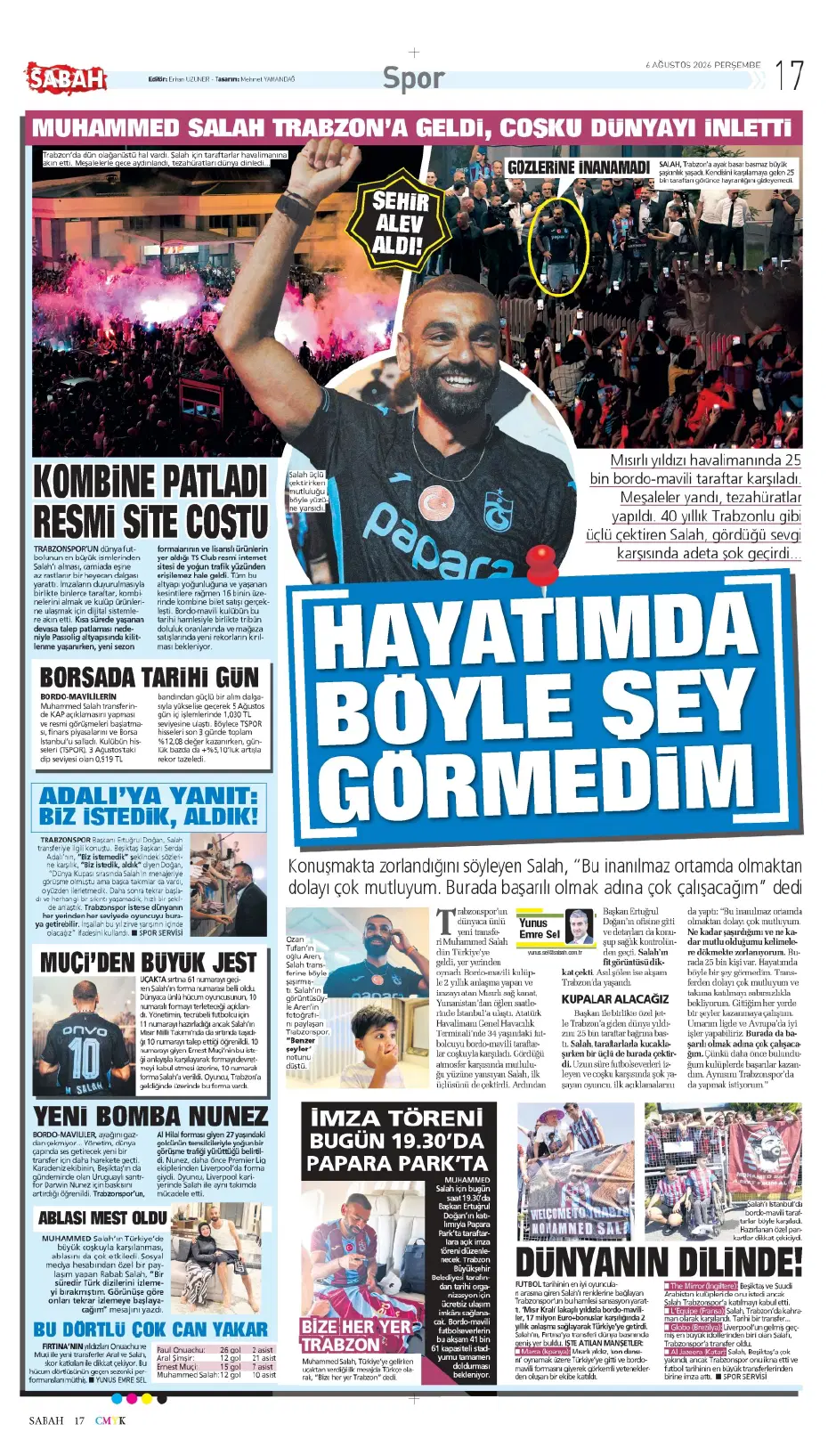 Tüm dünya Salah ve Trabzonspor'u konuşuyor | Sporun manşetleri - 21 Tüm dünya Salah ve Trabzonspor'u konuşuyor | Sporun manşetleri - 21