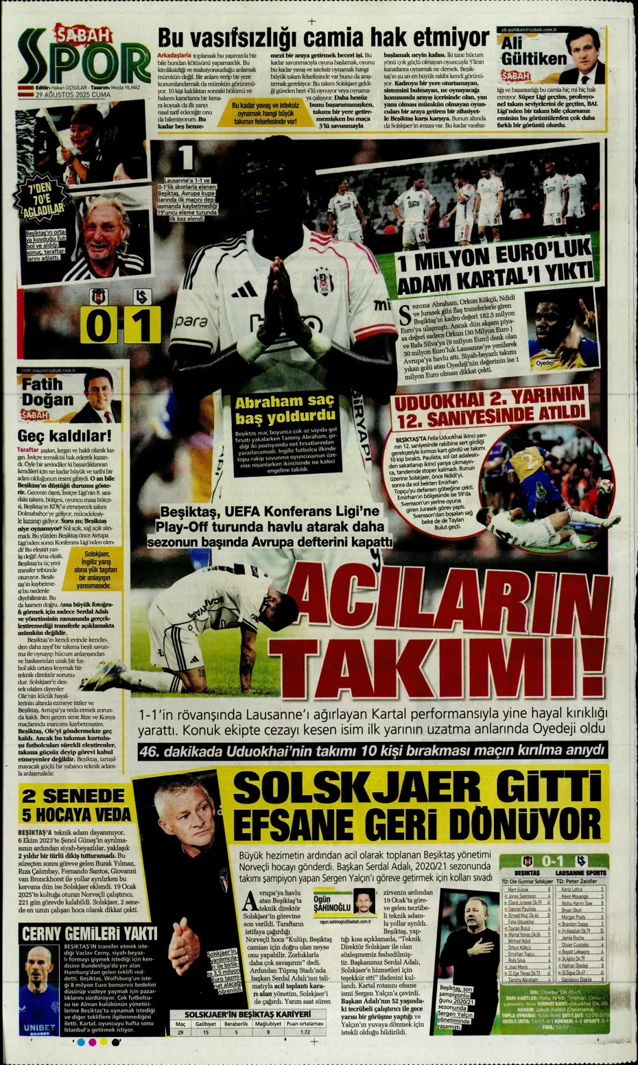 "Avrupa da gitti Solskjaer de" | Sporun manşetleri - 11