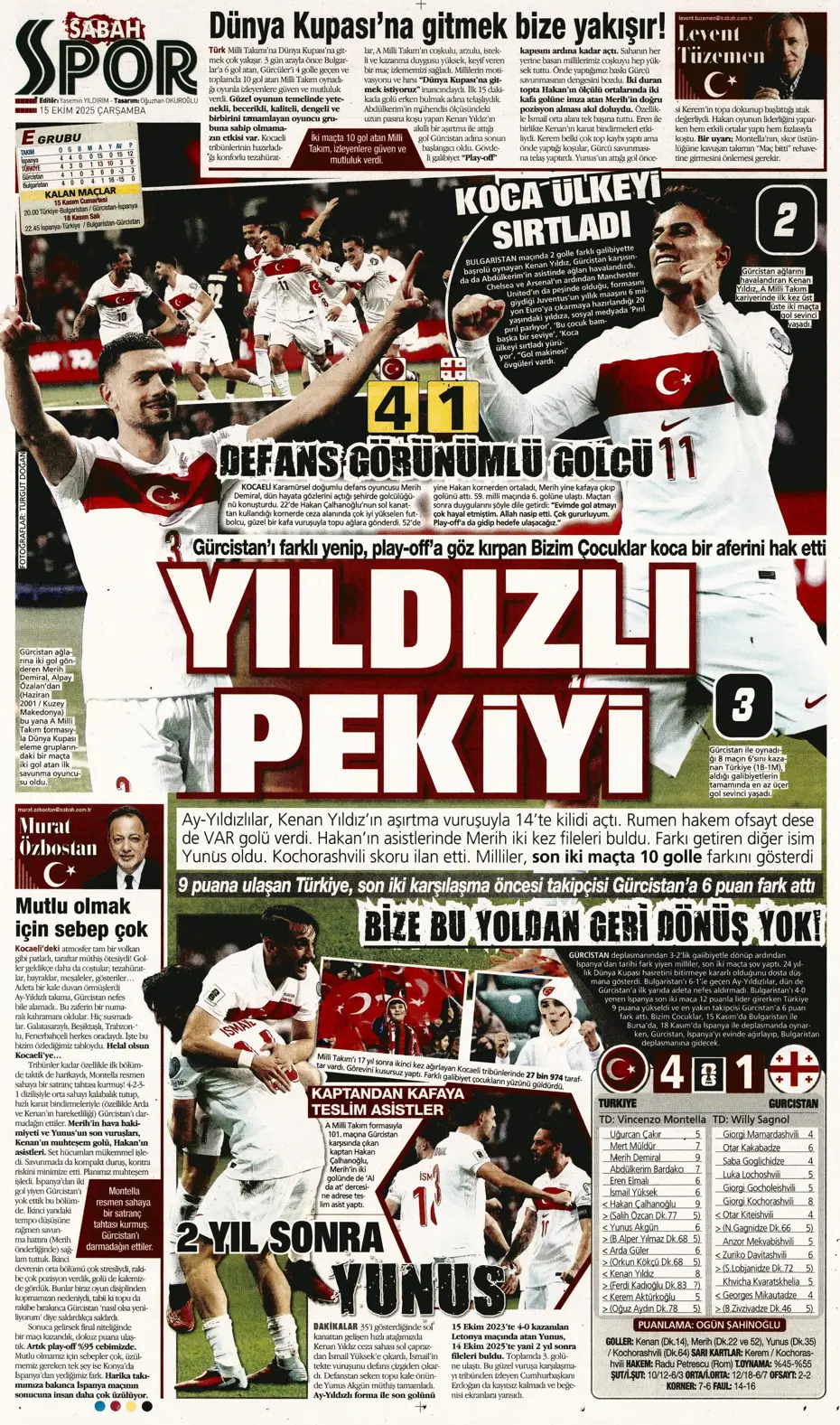 "Gürcistan'a dünyayı dar ettik" | Sporun manşetleri - 11