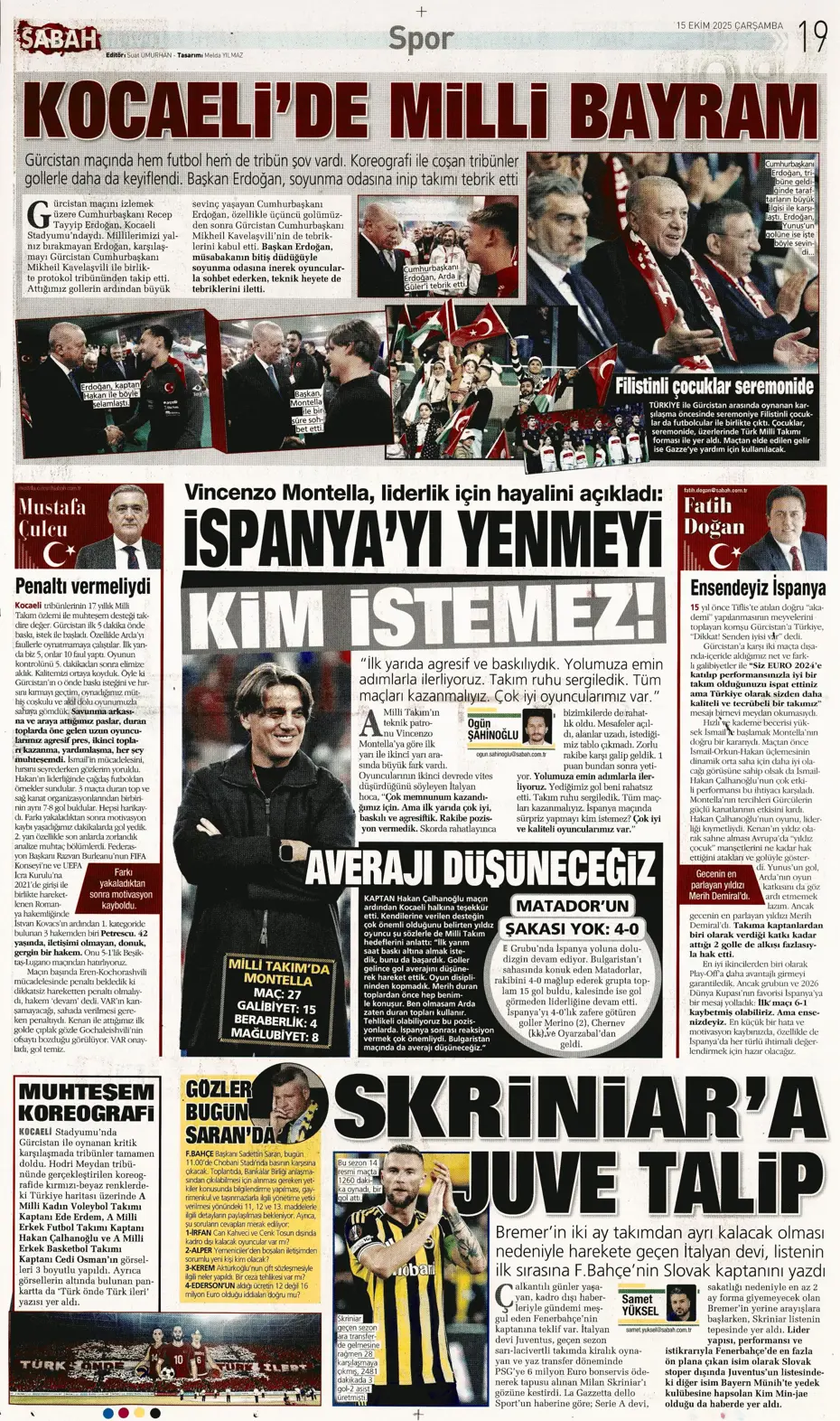 "Gürcistan'a dünyayı dar ettik" | Sporun manşetleri - 10