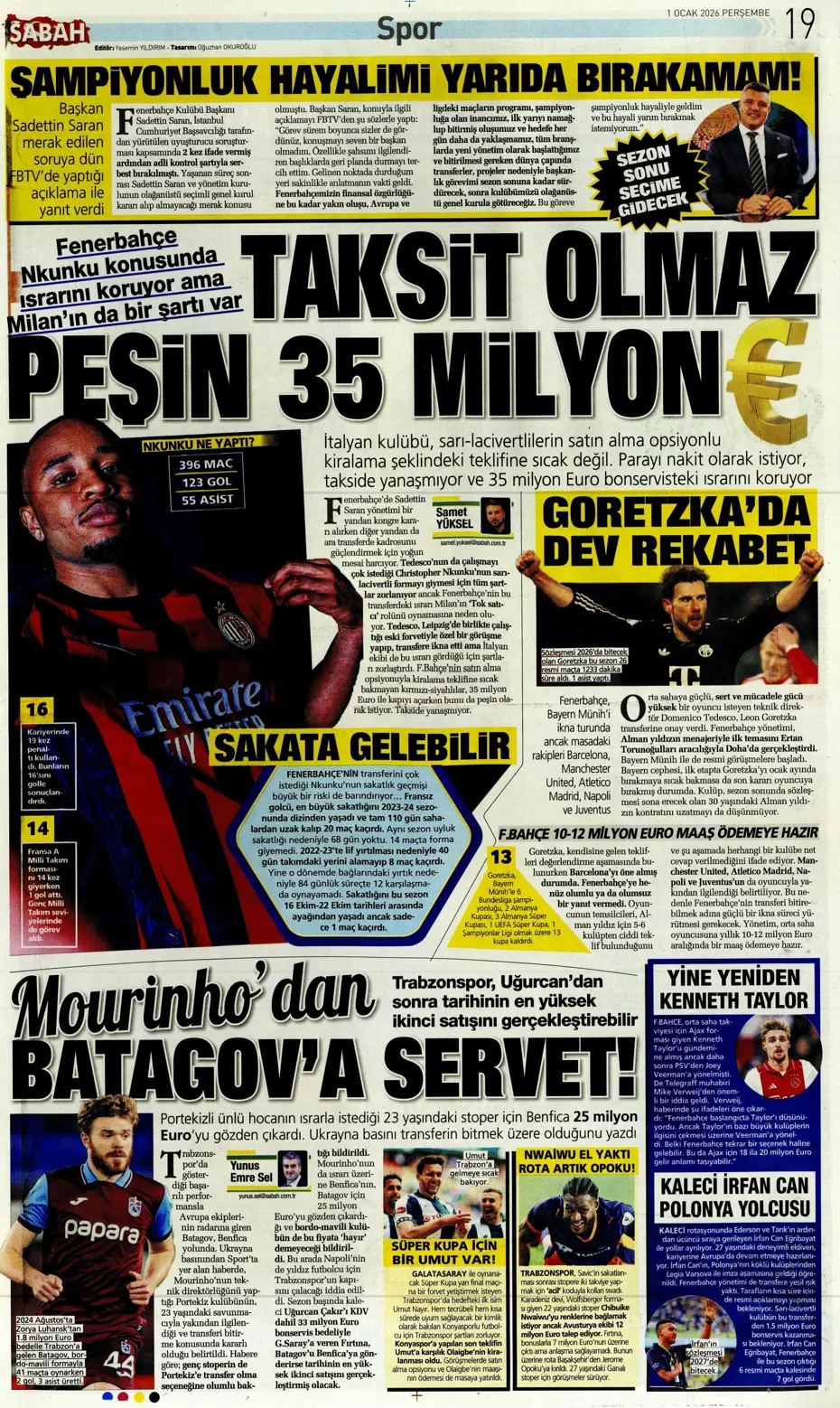 "Tedesco'dan transferde 3 isme olumlu rapor" | Sporun manşetleri - 20
