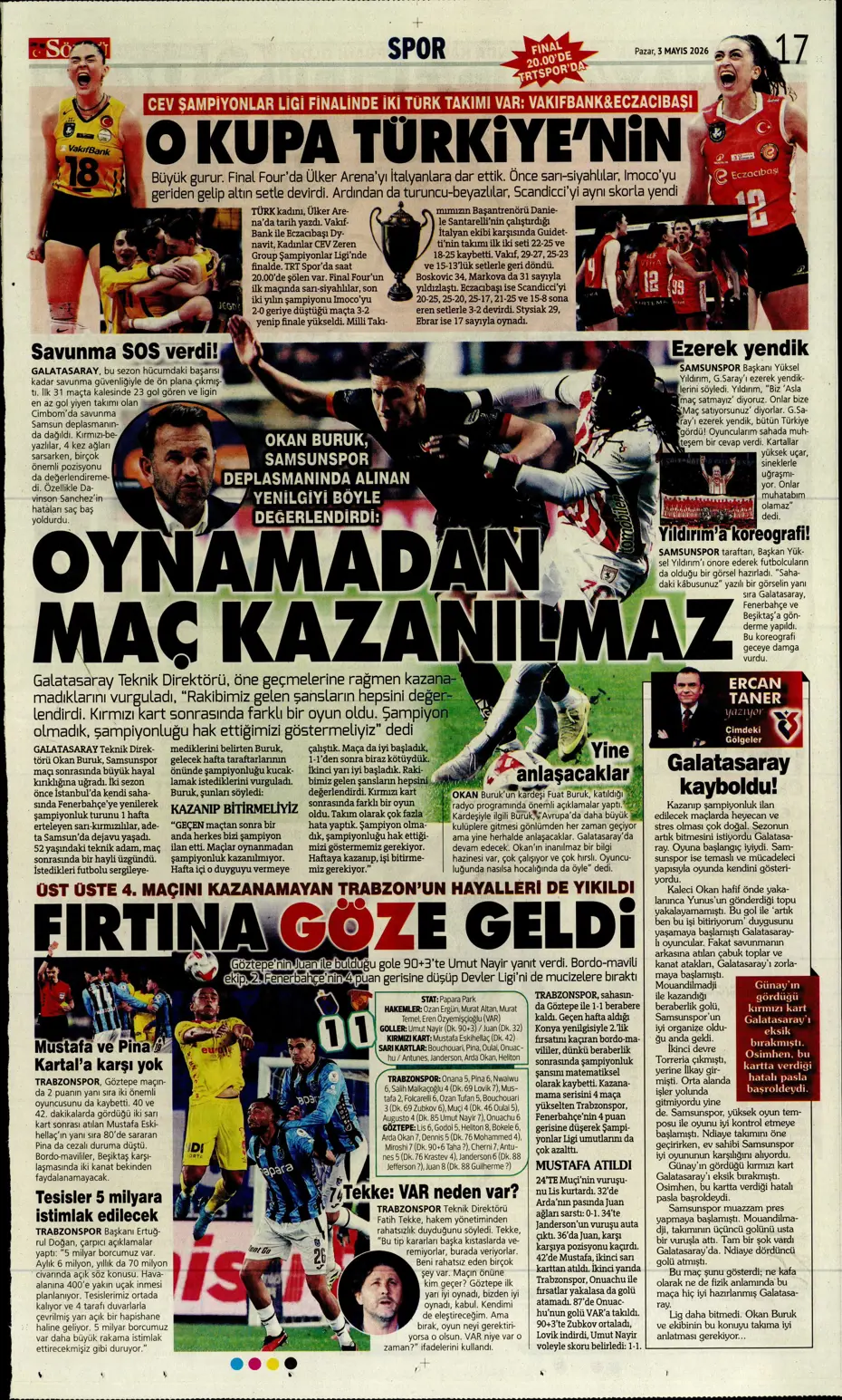 Galatasaray dördüncüyü ararken dört yedi | Sporun manşetleri - 7 Galatasaray dördüncüyü ararken dört yedi | Sporun manşetleri - 7