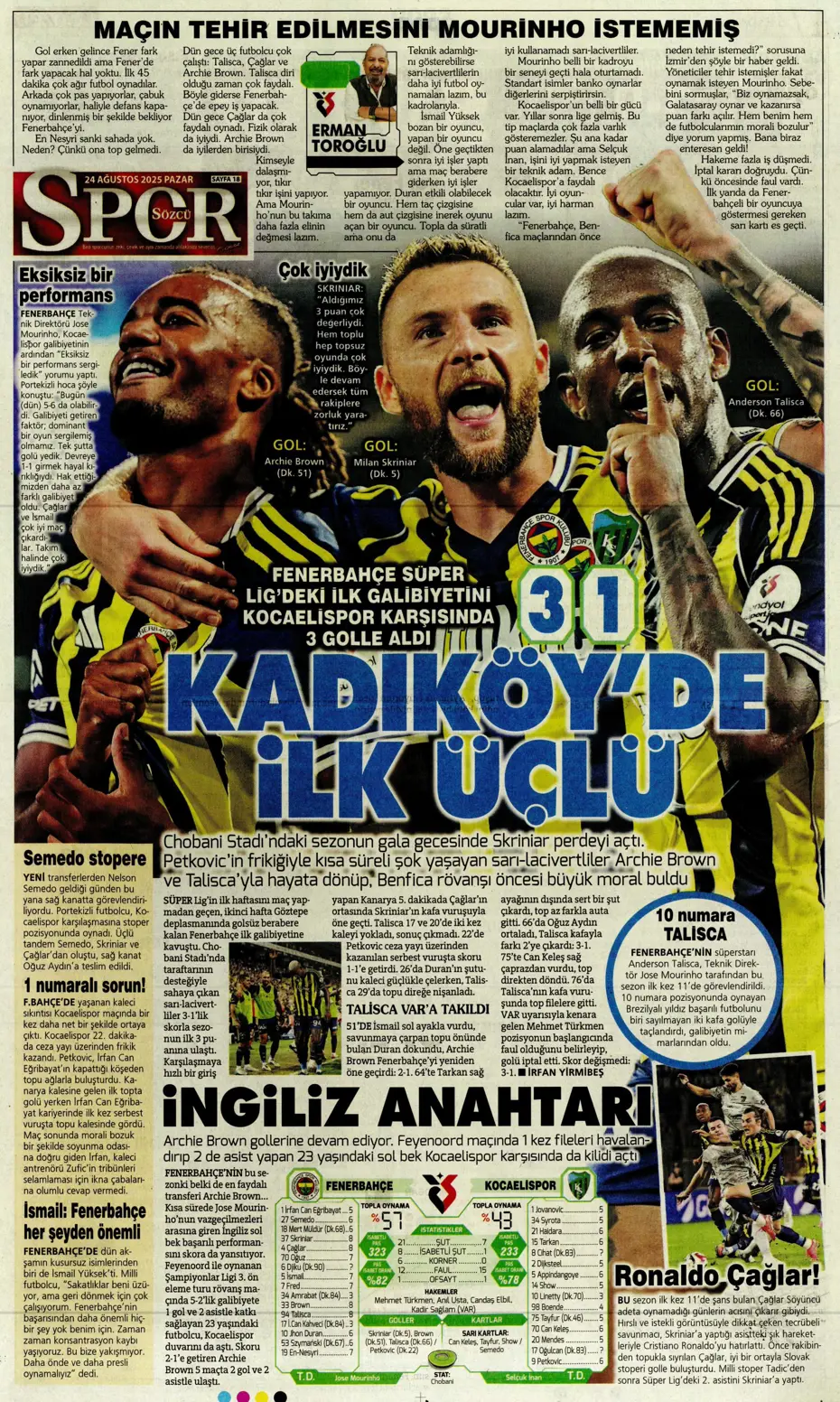"Galatasaray'a üçlü piyango" | Sporun manşetleri - 9