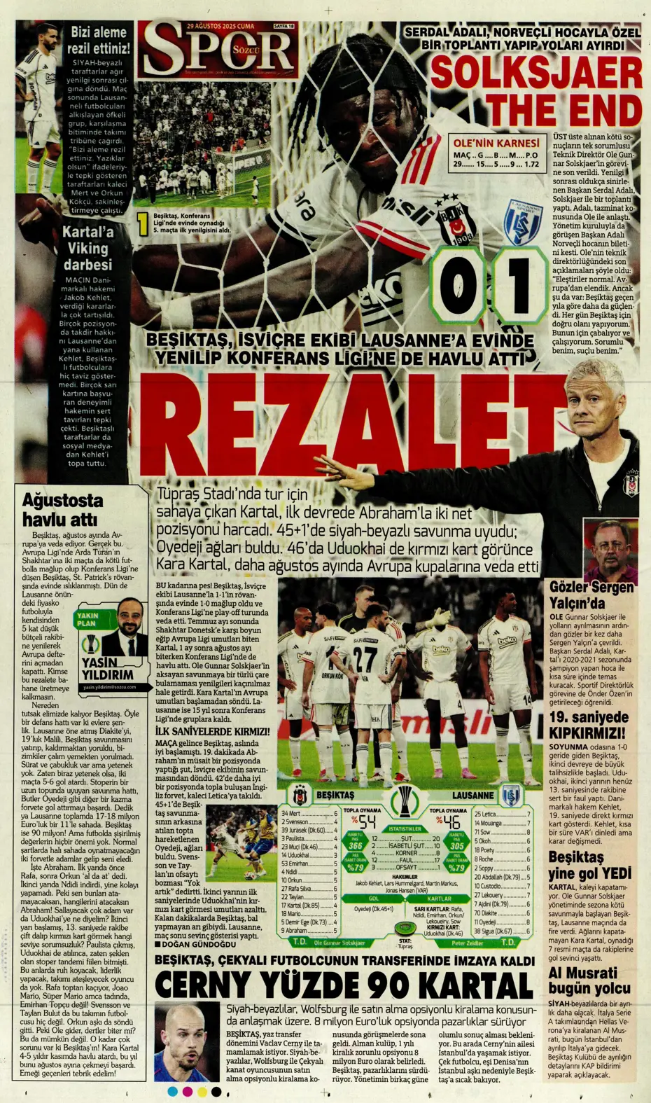 "Avrupa da gitti Solskjaer de" | Sporun manşetleri - 8