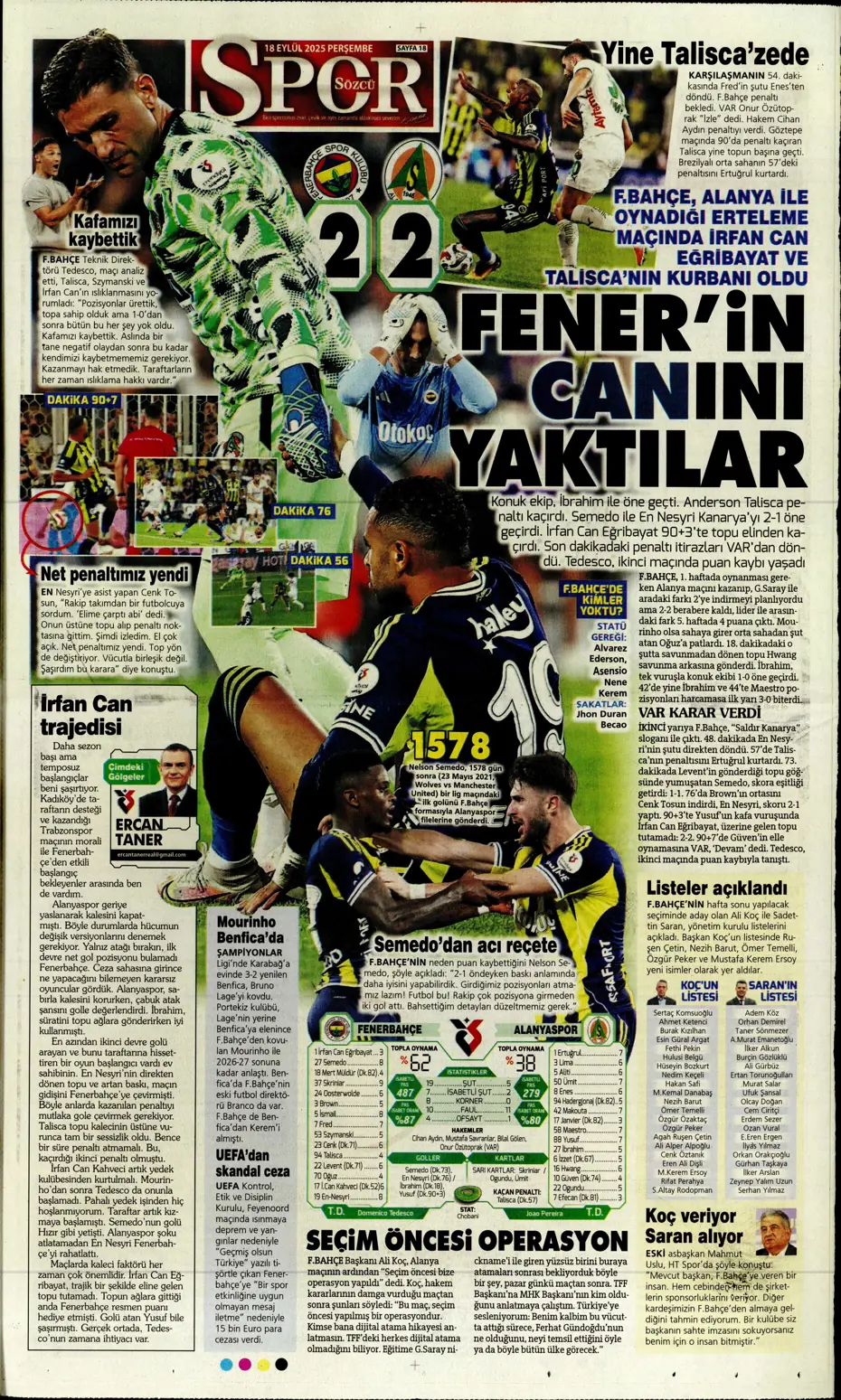 "Fenerbahçe 'Can' evinden vuruldu" | Sporun manşetleri - 6