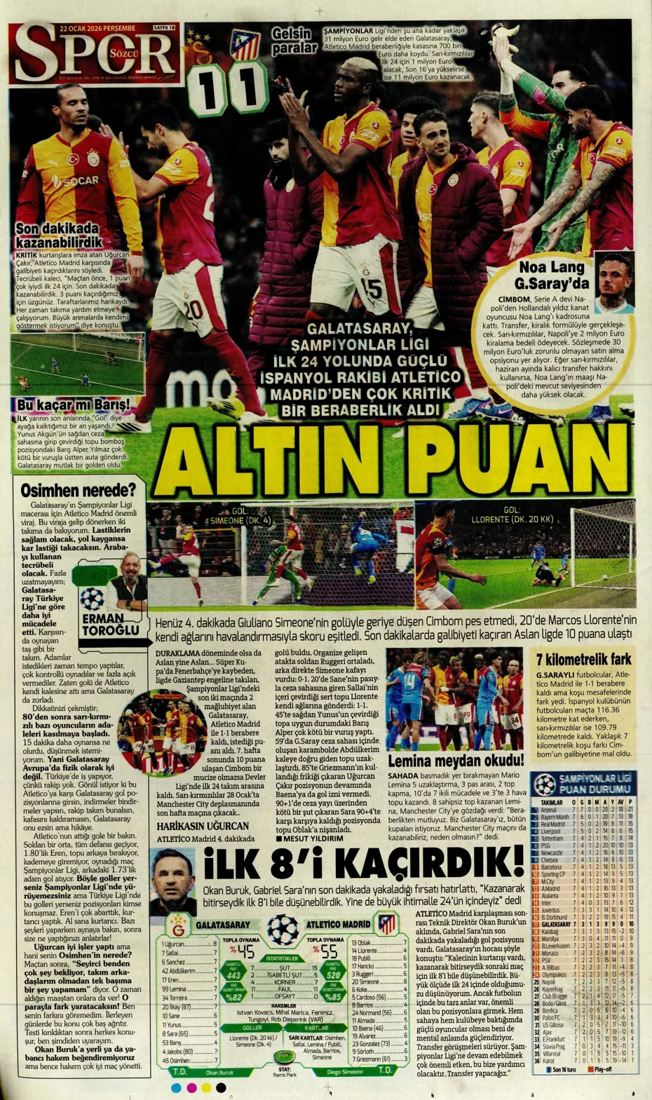 "Galatasaray'dan Atletico maçı sonrası 2 transfer birden" | Sporun manşetleri - 3