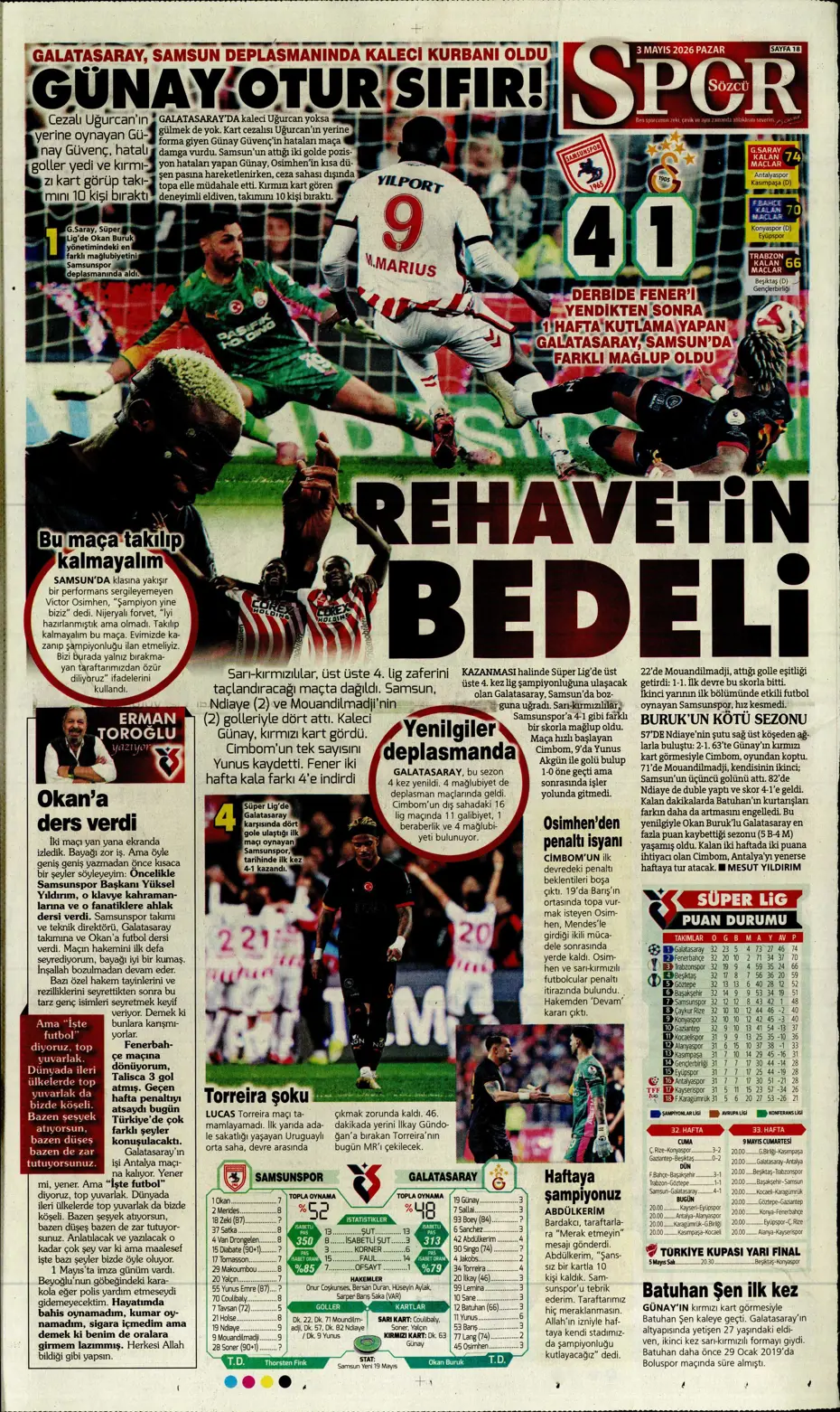 Galatasaray dördüncüyü ararken dört yedi | Sporun manşetleri - 9 Galatasaray dördüncüyü ararken dört yedi | Sporun manşetleri - 9