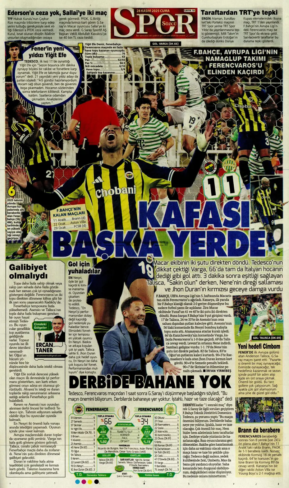 "Avrupa'nın lideri Samsunspor" | Sporun manşetleri - 8