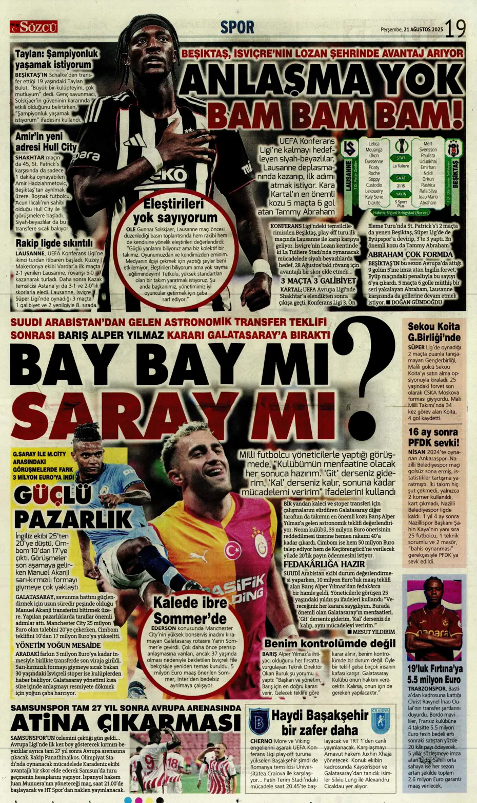 "Benfica'yı Kadıköy'de salladık ama yıkamadık" | Sporun manşetleri - 9