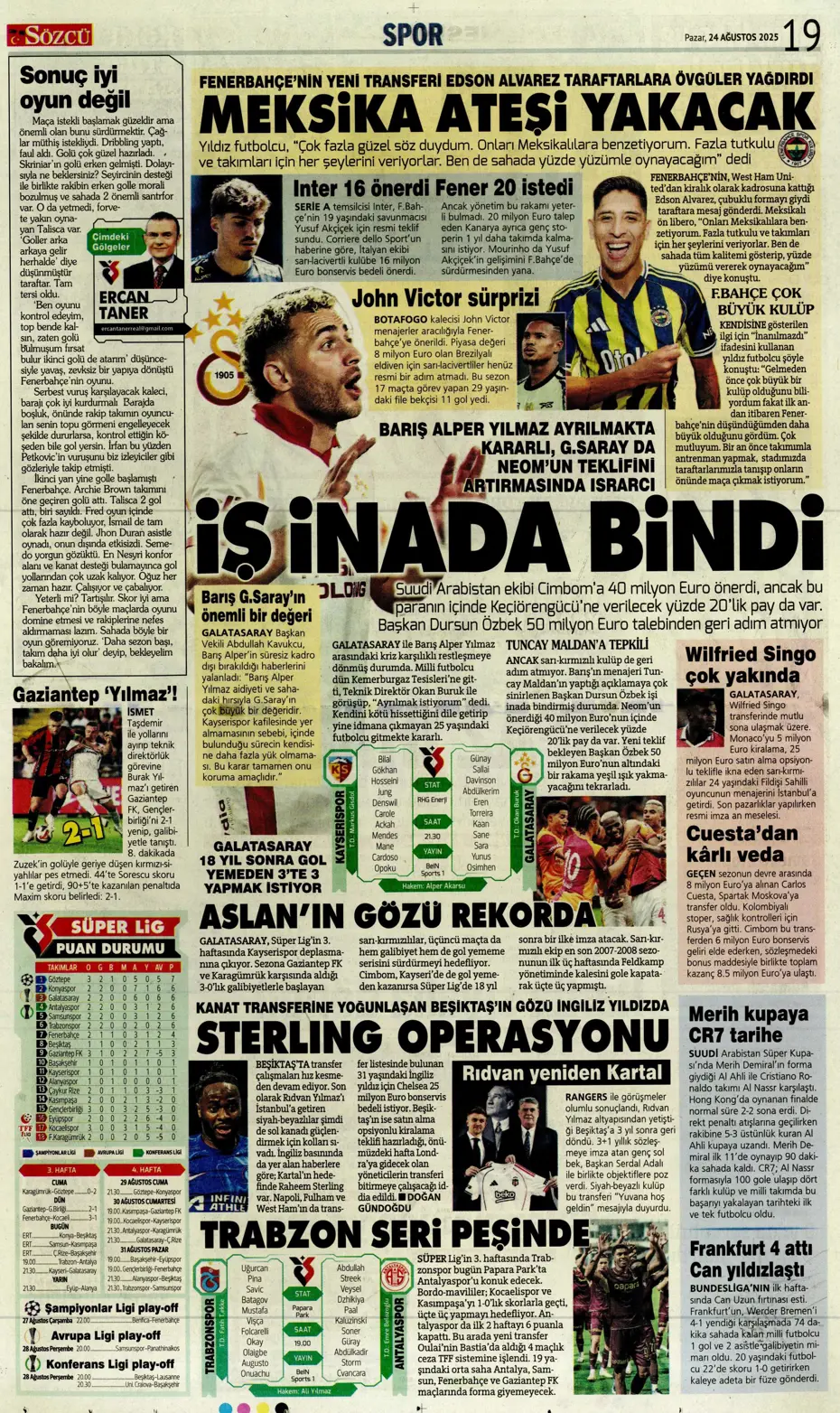 "Galatasaray'a üçlü piyango" | Sporun manşetleri - 8